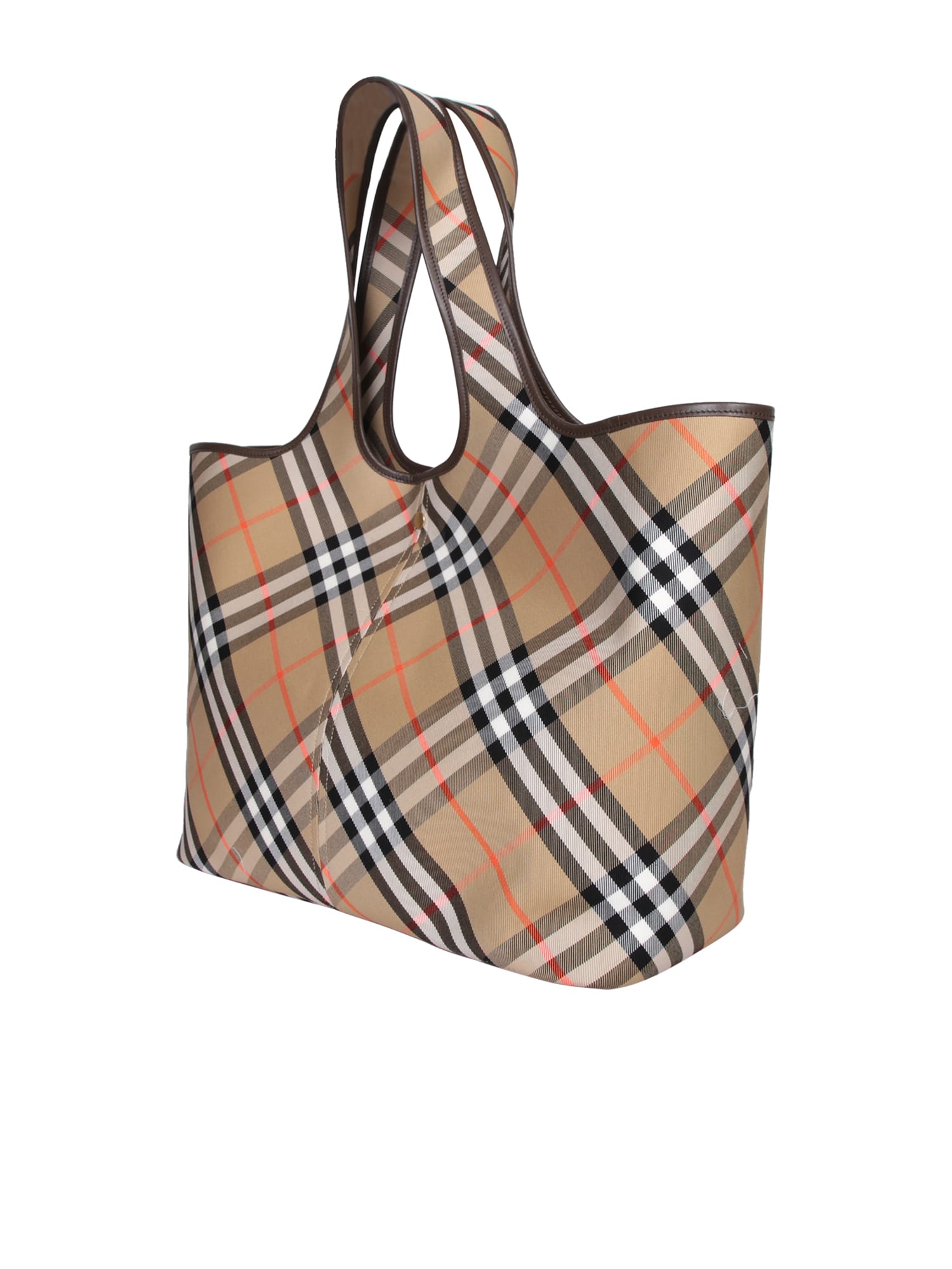 BURBERRY MEDIUM CHECK SAND TOTE BAG 