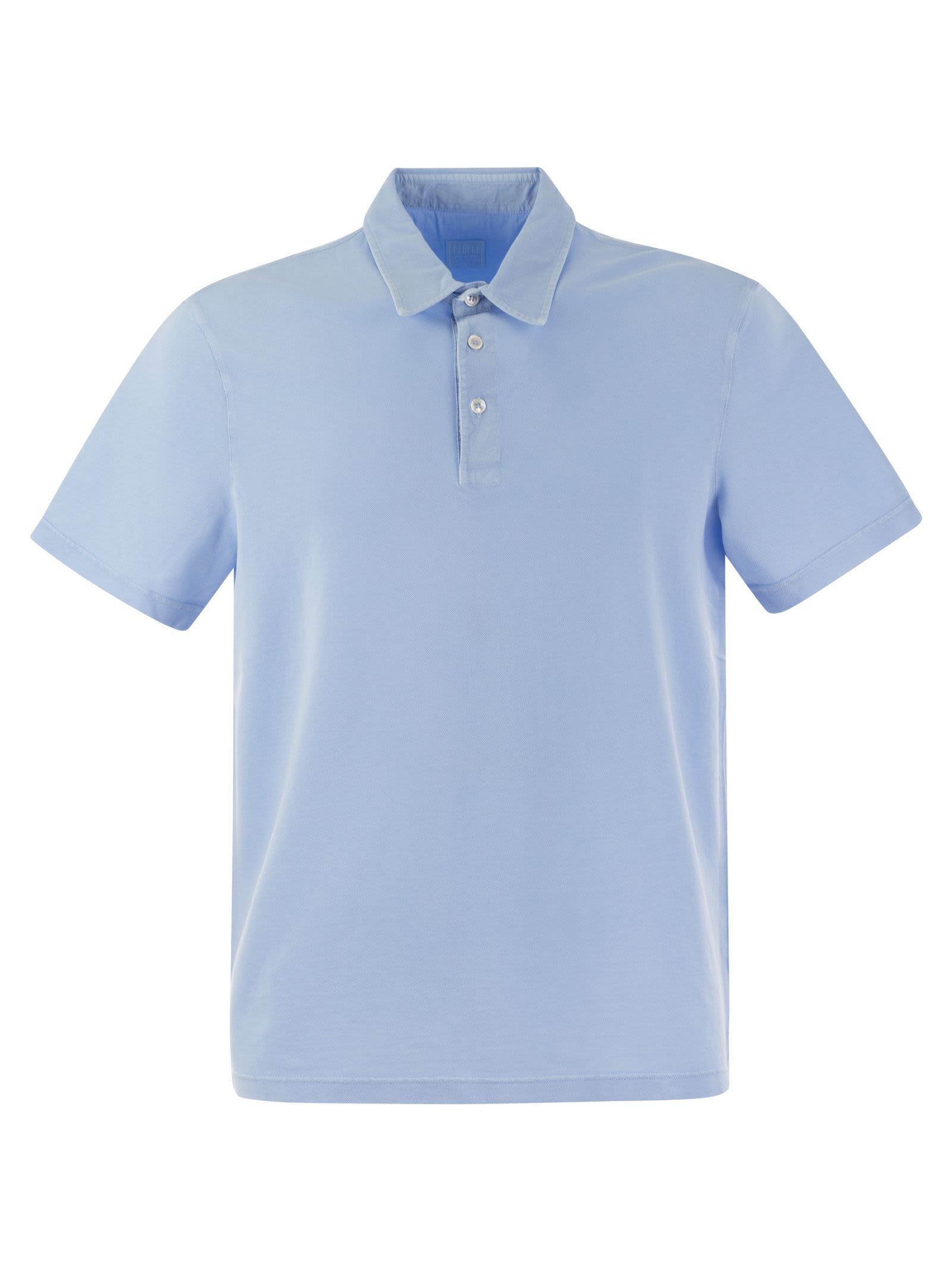 Shop Fedeli Short-sleeved Cotton Polo Shirt In Light Blue