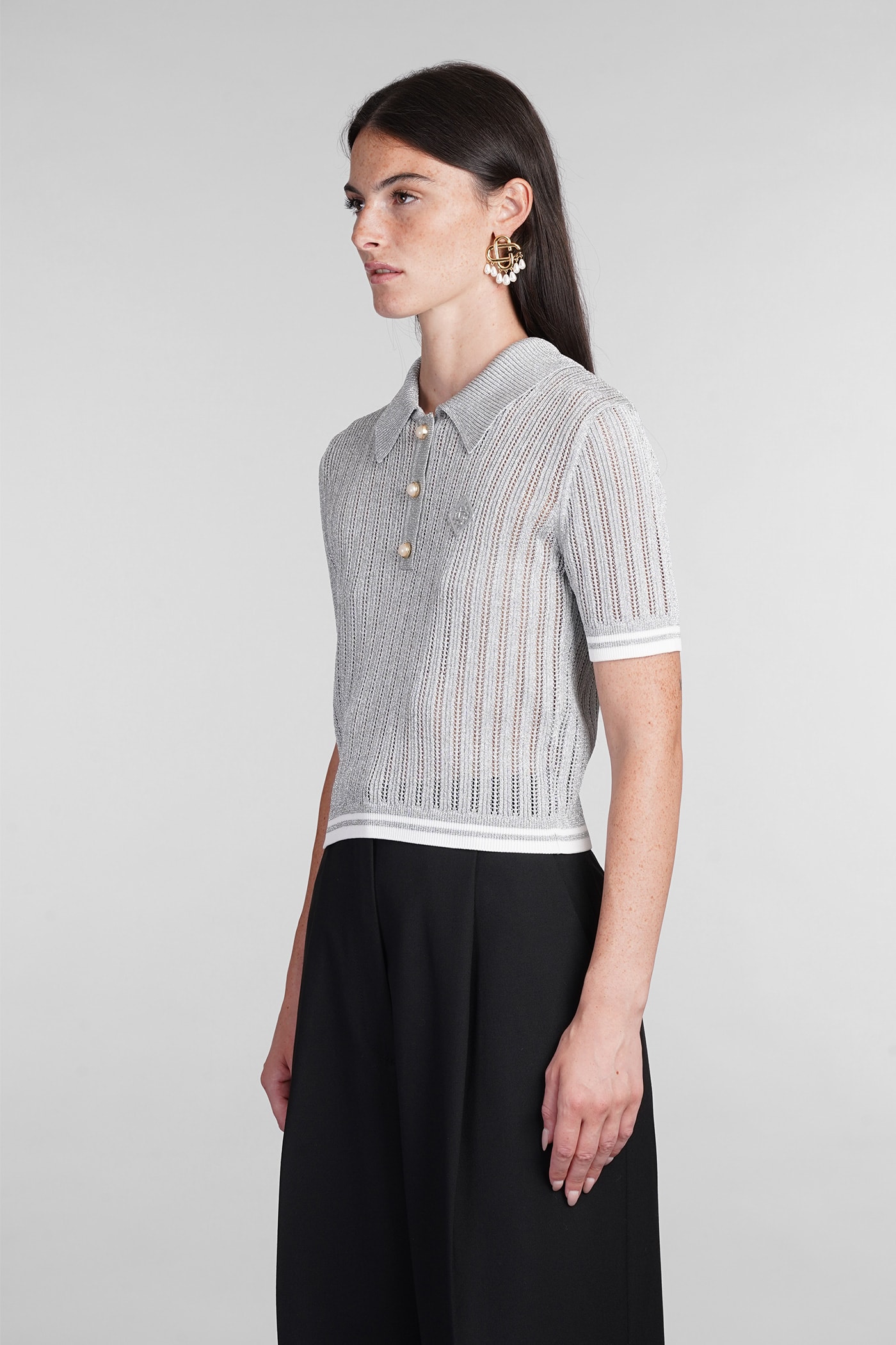 Shop Casablanca Polo In Grey Viscose