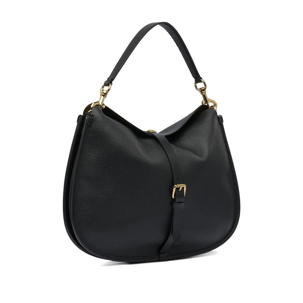 Etro Leather Textured Shoulder Bag In Black