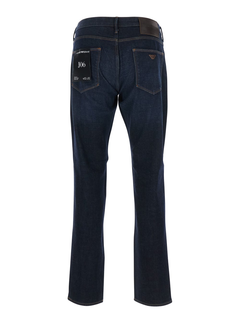 EMPORIO ARMANI BLUE FIVE POCKET JEANS WITH LOGO PATCH ON THE BACK IN DENIM MAN