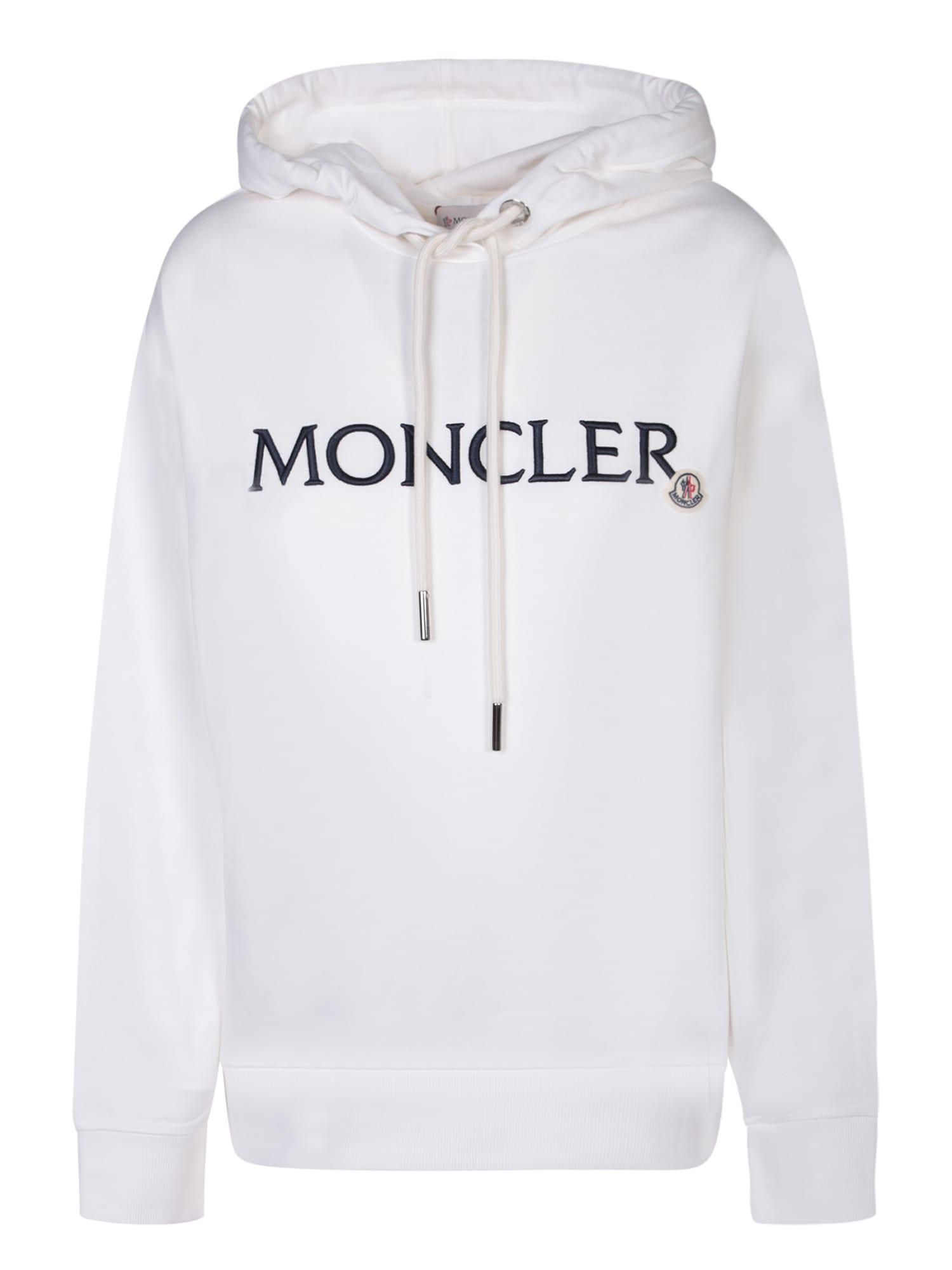 White Hoodie With Embroidered Lettering Logo