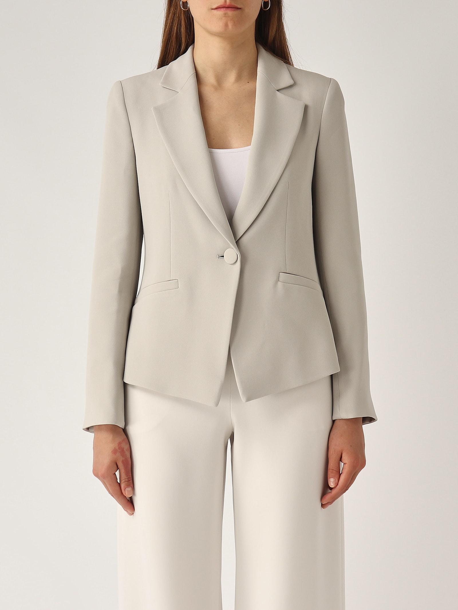 Emporio Armani Lapel Long-sleeved Suit Jacket In Gray