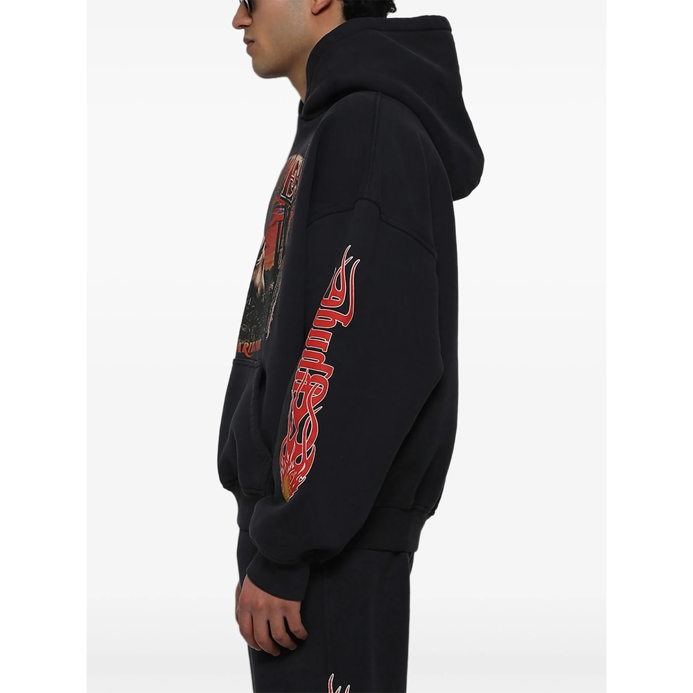 Rhude Stallion Logo-print Hooded Cotton Sweatshirt In Black
