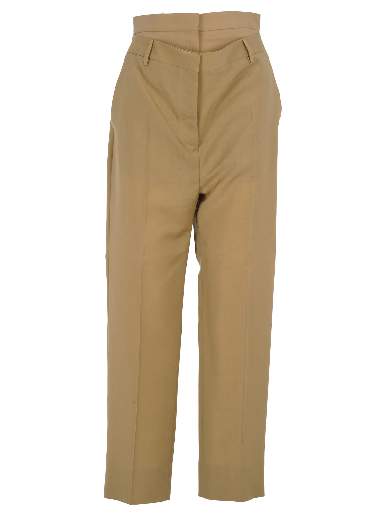 Burberry Double-waist Trousers In Honey
