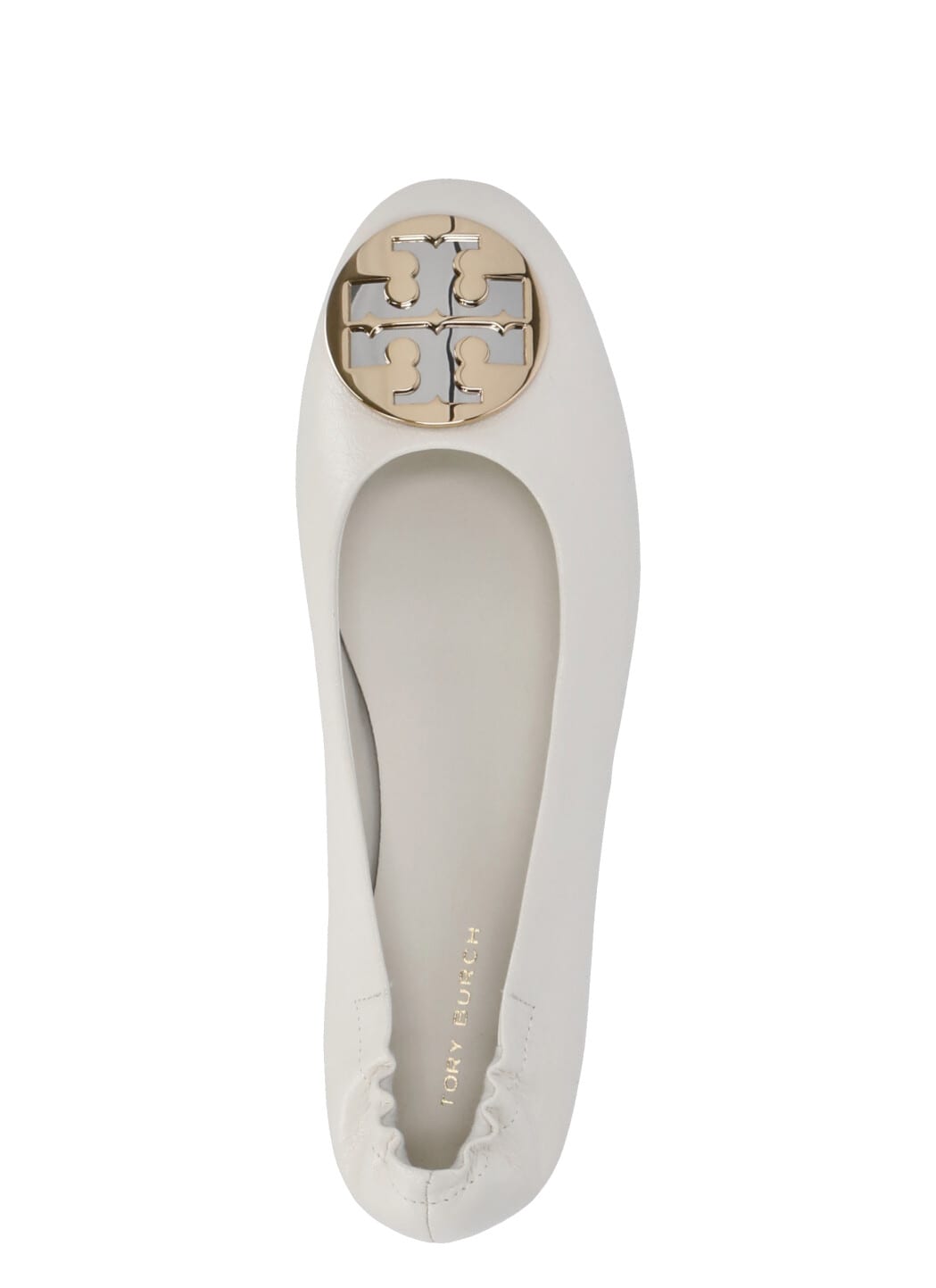 Tory Burch Reva Travel Ballet Flat In New Ivory Silver