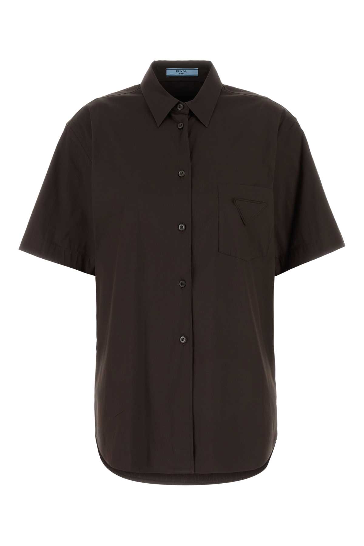 Prada Camicia In Popeline Stretch Marrone  Donna In Brown