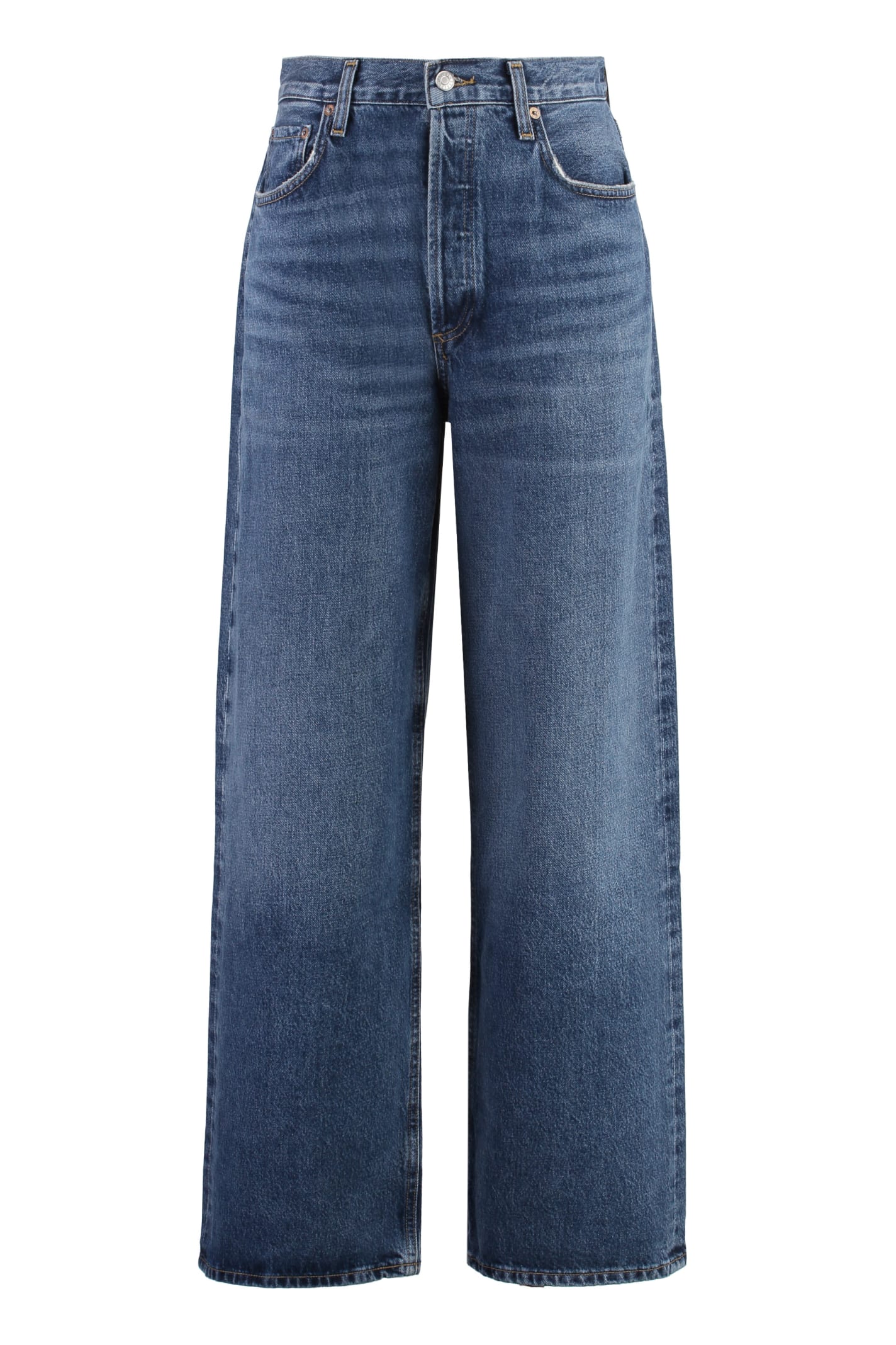 Shop Agolde Low Slung Baggy Jeans In Denim