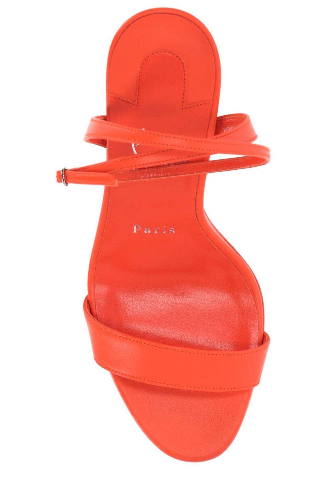 Shop Christian Louboutin Open Toe Slip-on Sandals In Orange