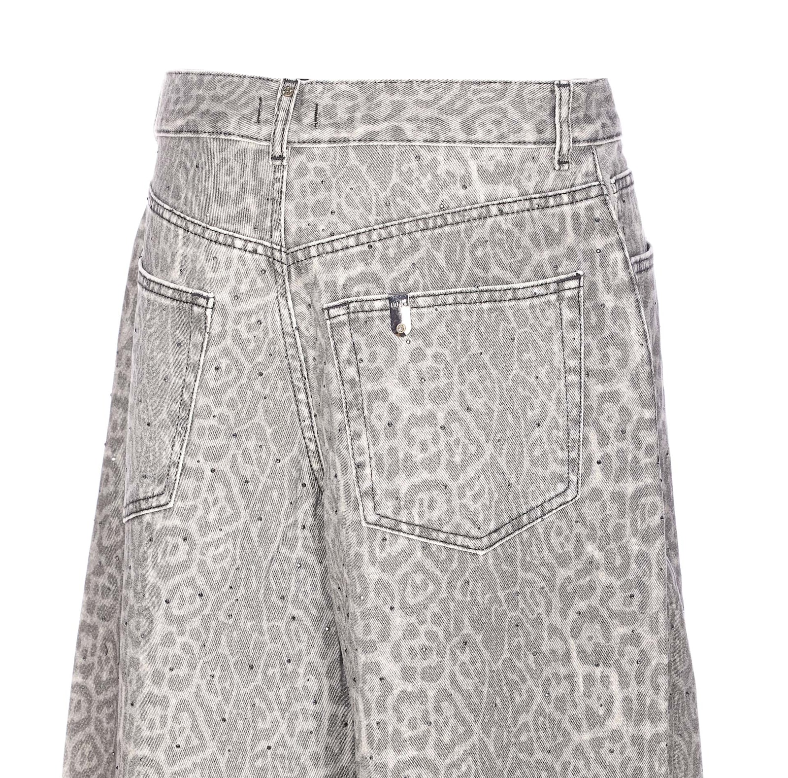 Liu •jo Animal Print Jeans With Pockets And Strass In Brown