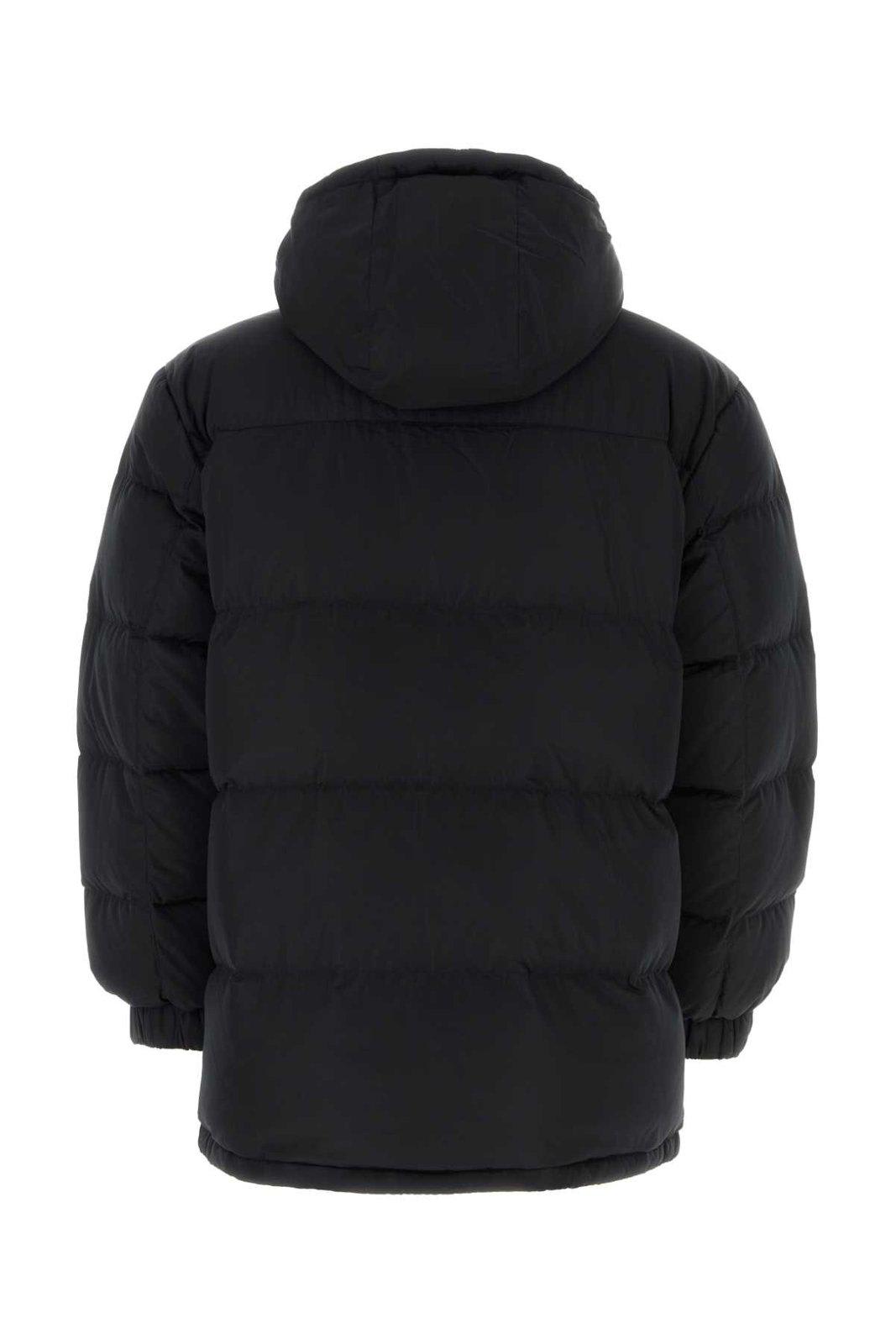 Shop Maison Kitsuné Logo Patch Hooded Down Jackete In Black