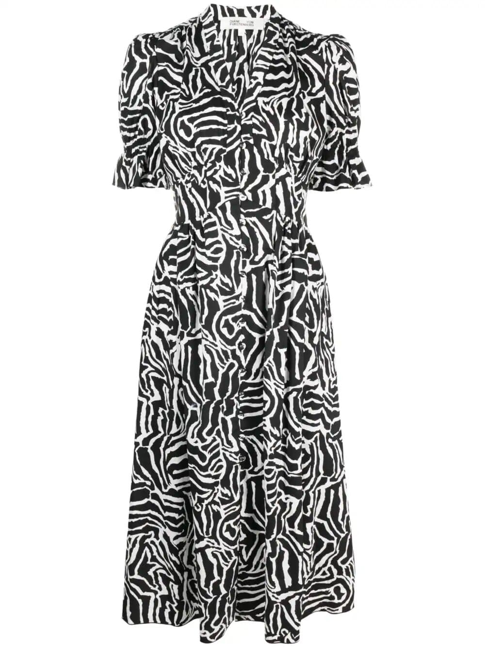 Diane Von Furstenberg Erica Tiger-print Midi Dress In Mtblk Toni Nero