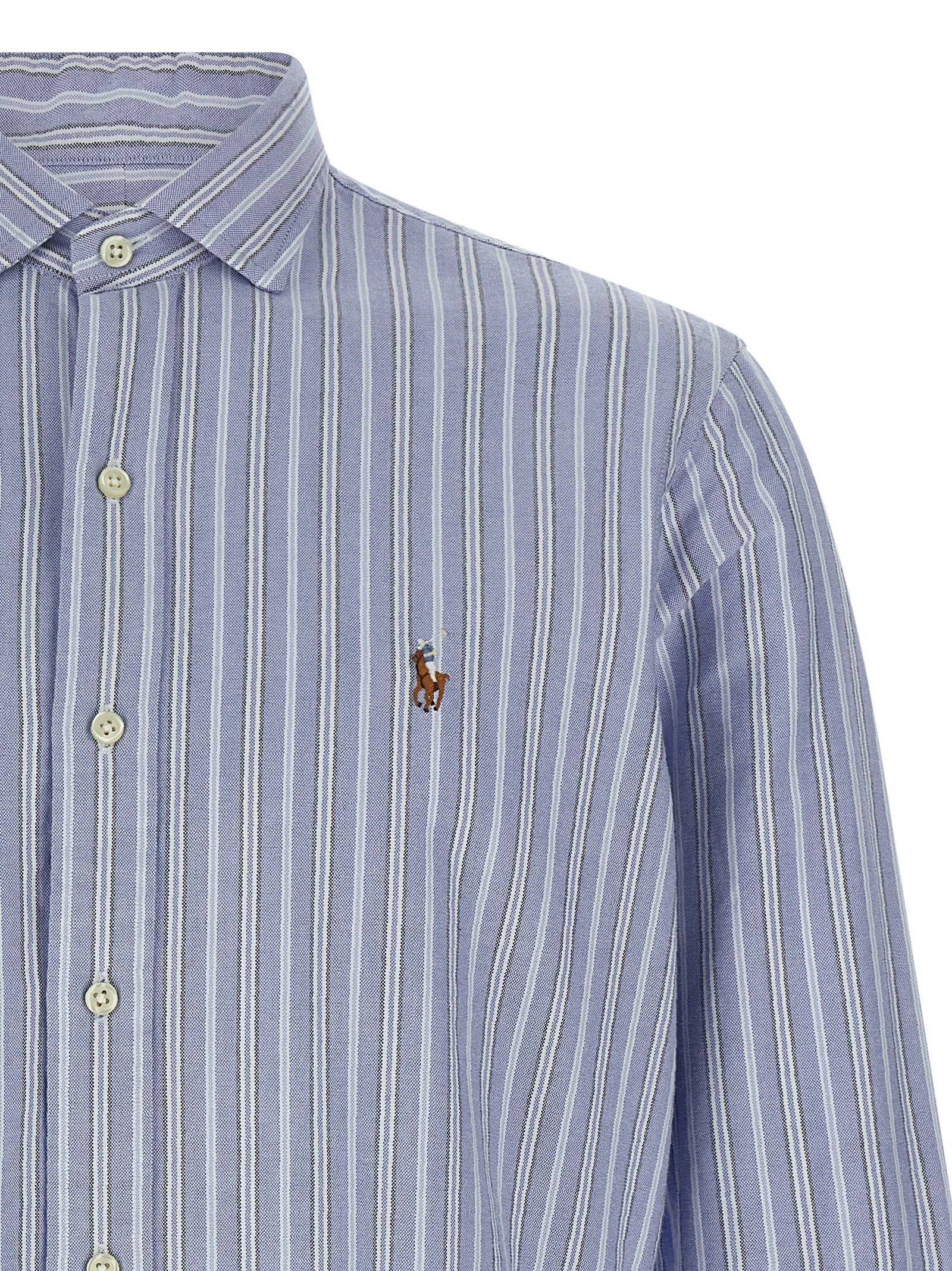 Polo Ralph Lauren Button-down Collar Striped Design Shirt In Blue