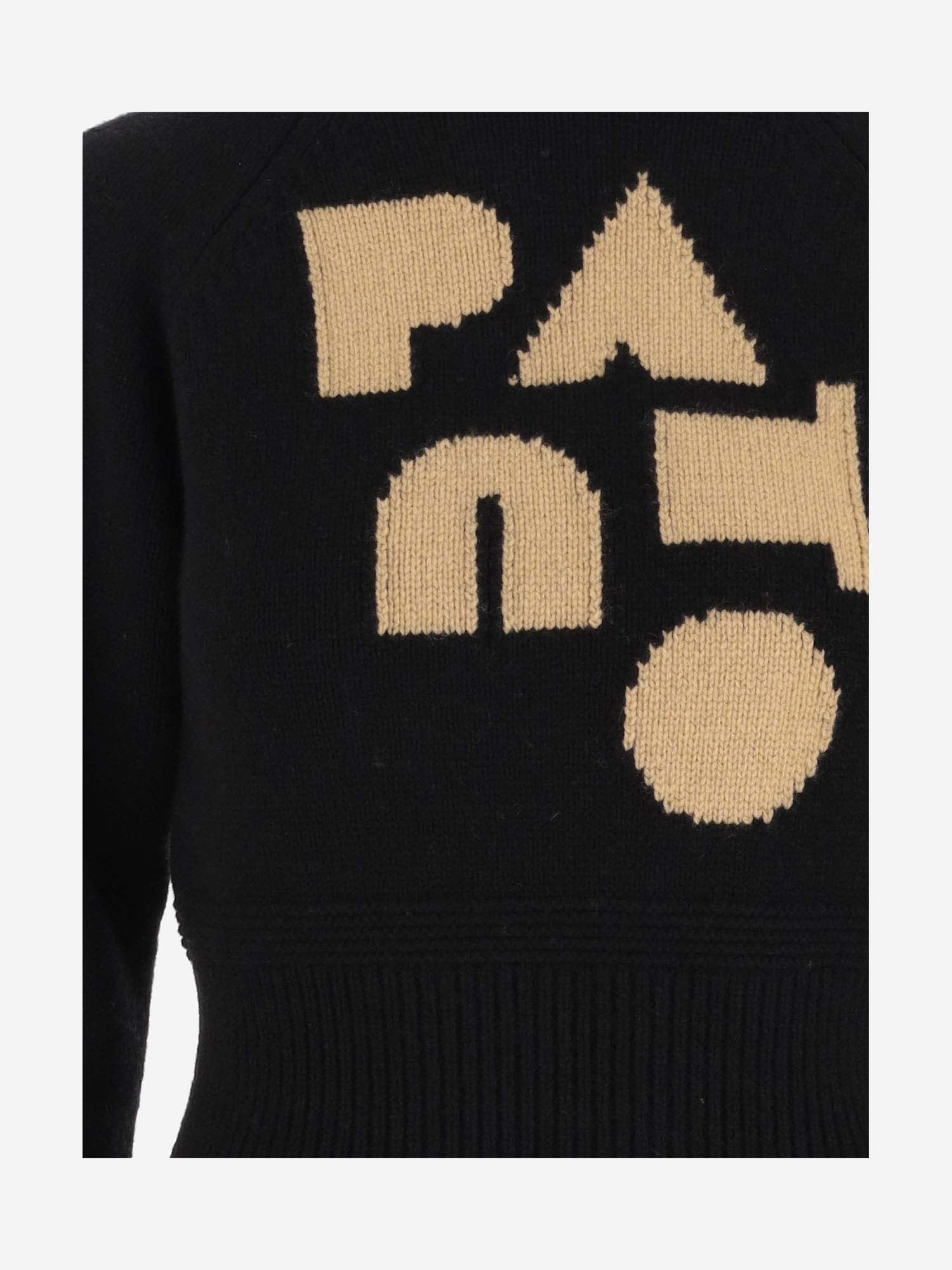 Shop Patou Wool And Cashmere Blend Sweater With Logo In Black