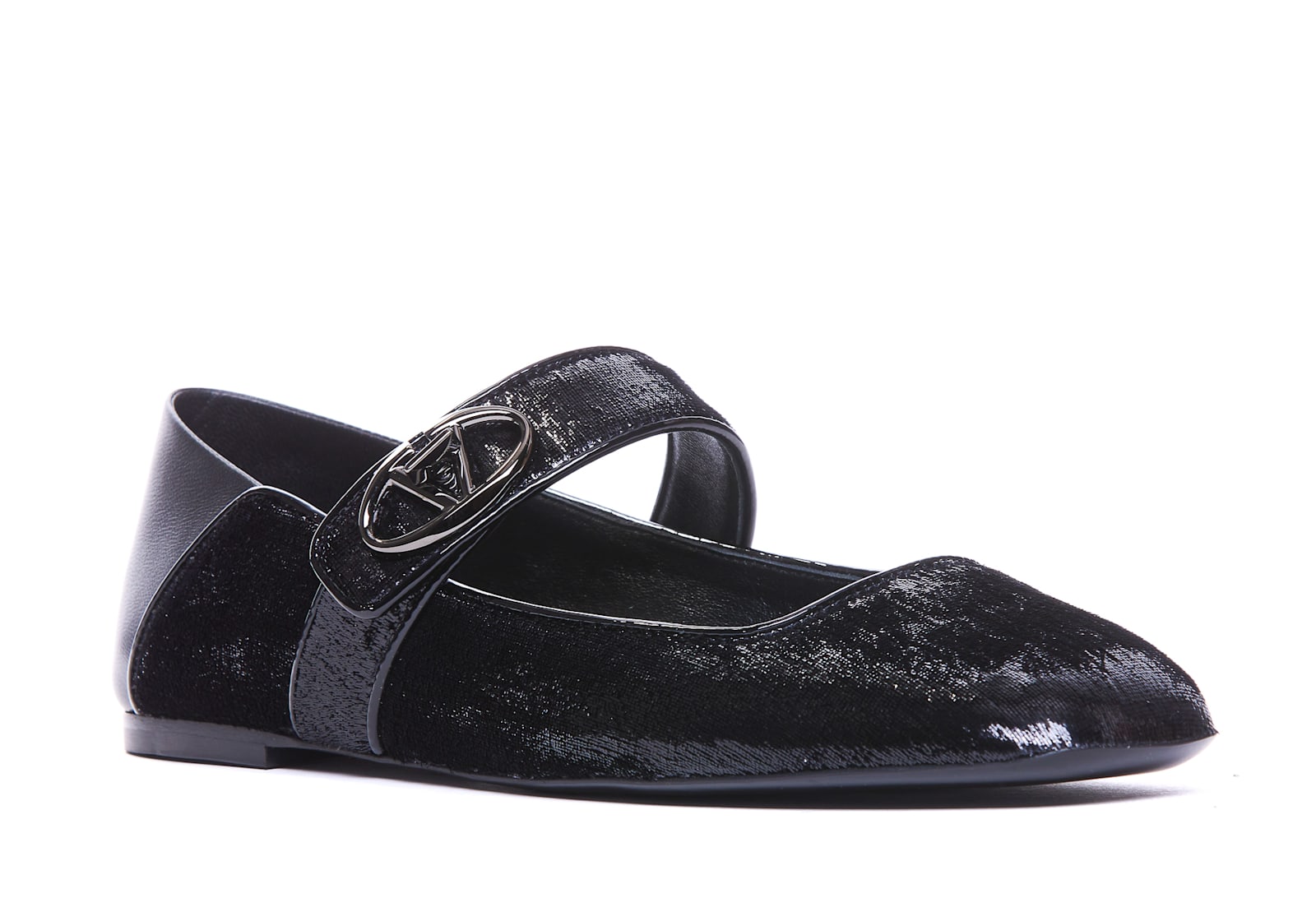 Shop Valentino Mary-jane Vlogo Locker Flats In Black