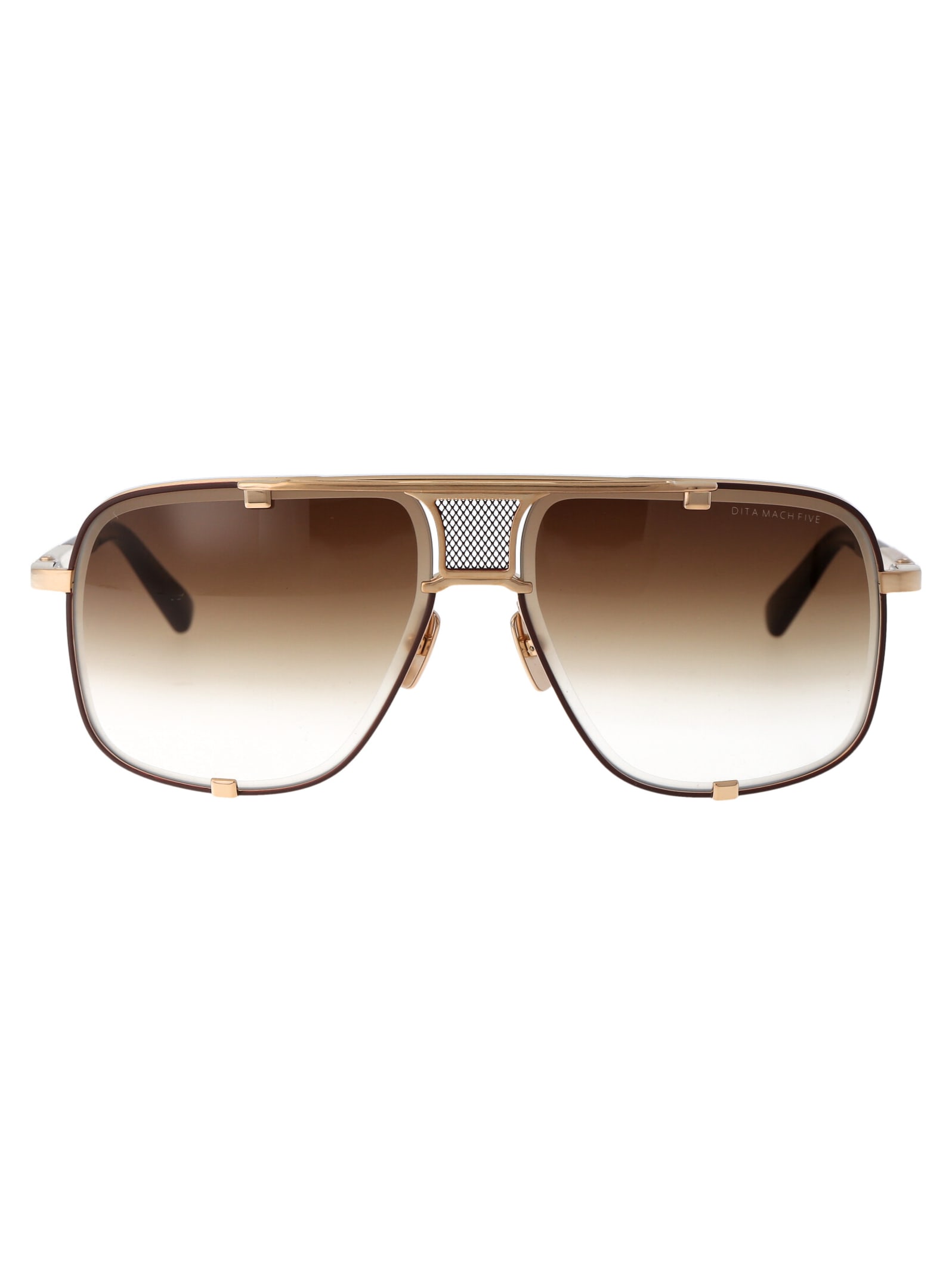 Dita Mach-five Sunglasses In Brushed White Gold - Brown W/ Brown Gradient