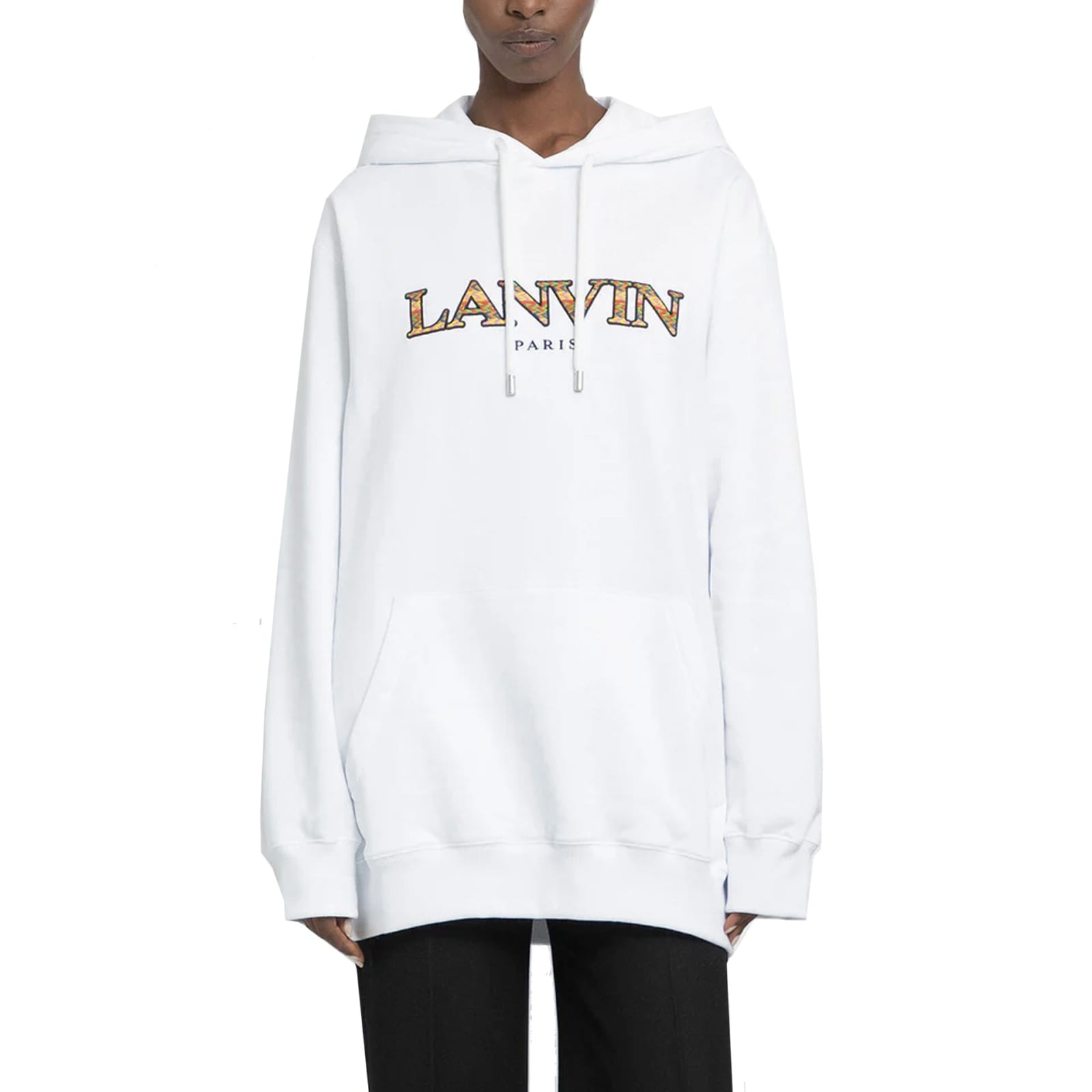 Shop Lanvin Oversized Logo Hoodie Sweatshirt In White
