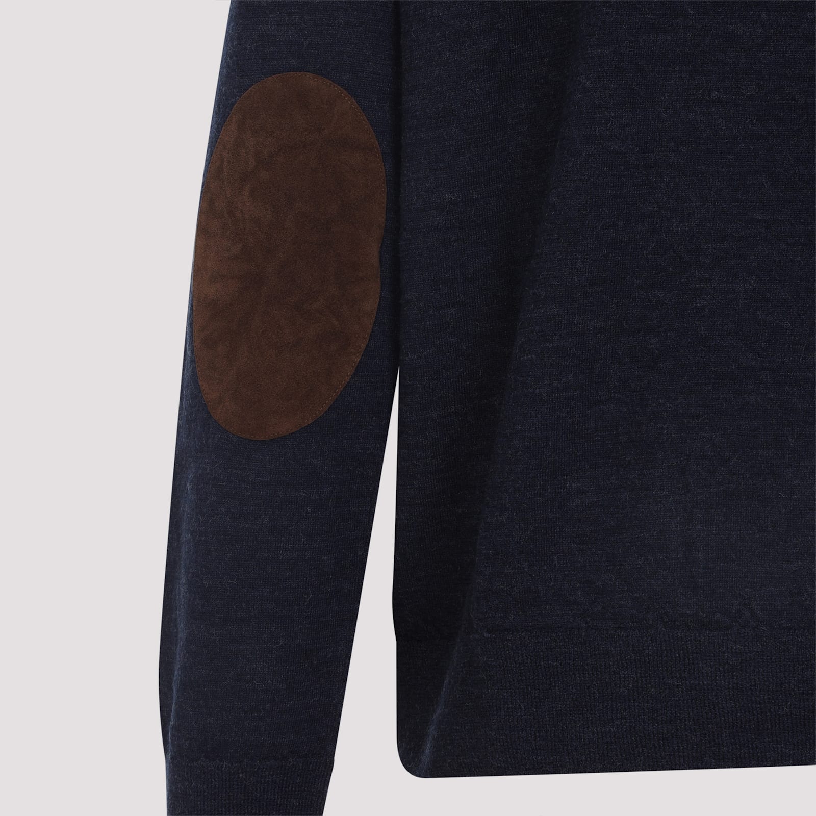 Maison Margiela Knitwear With Buttoned Collar And Elbow Patches In Blue