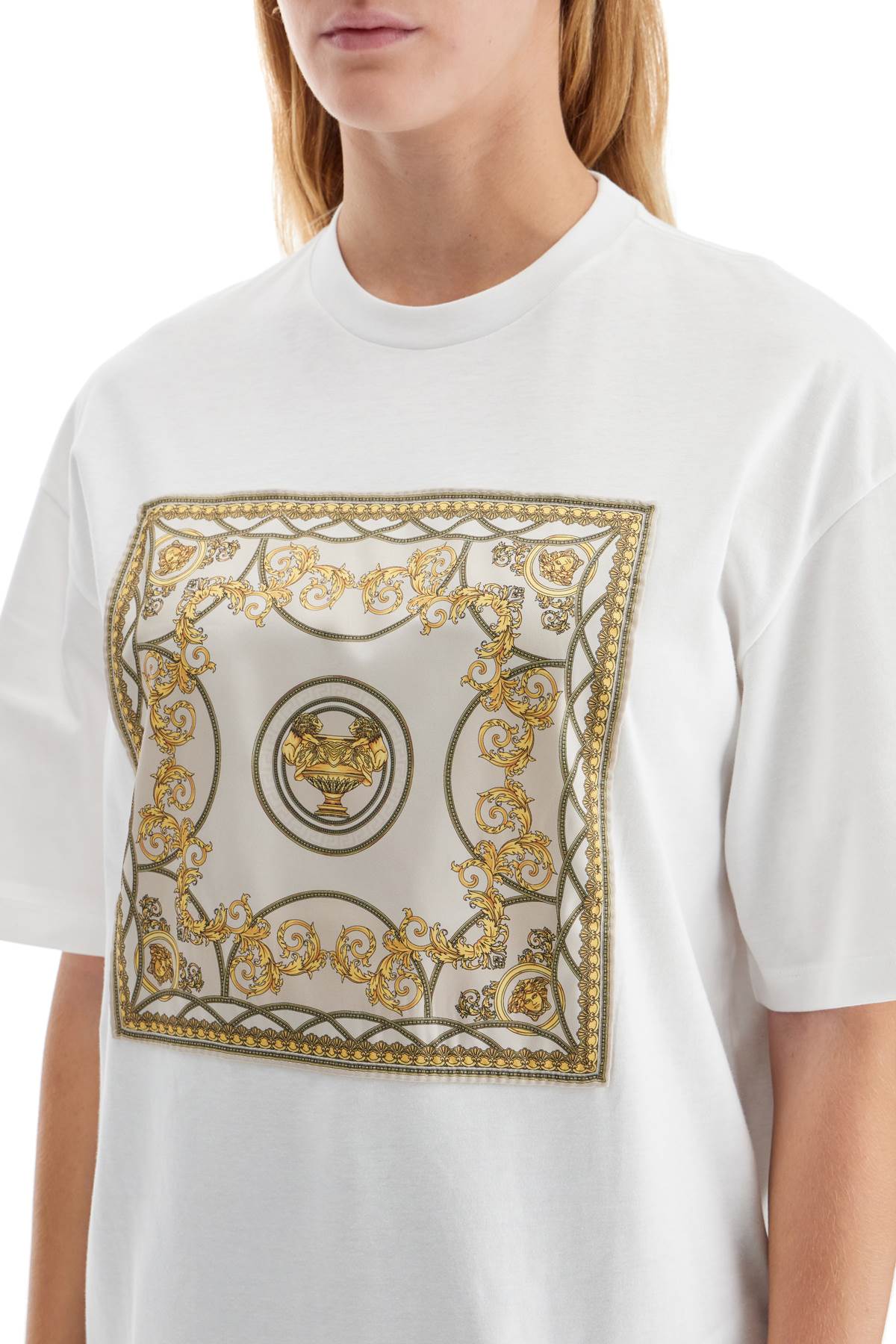 Shop Versace Oversized T-shirt - The In White+multicolor (white)