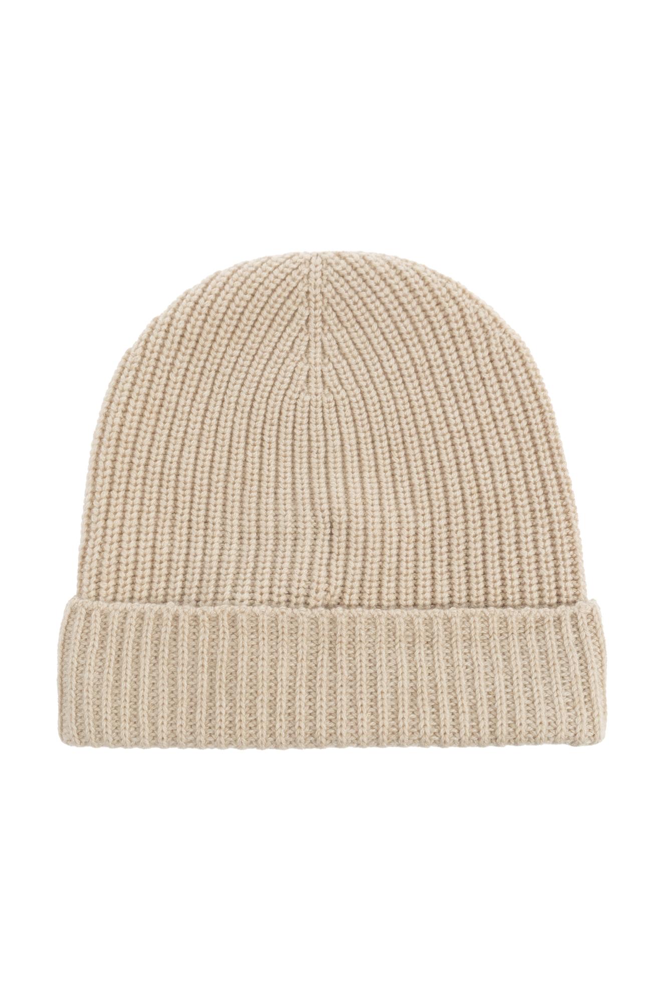 Moncler Cashmere Ribbed Knit Beret With Turn-up Brim In Neutral