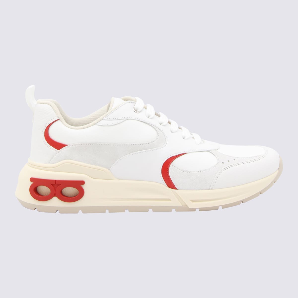 White And Red Leather Sneakers