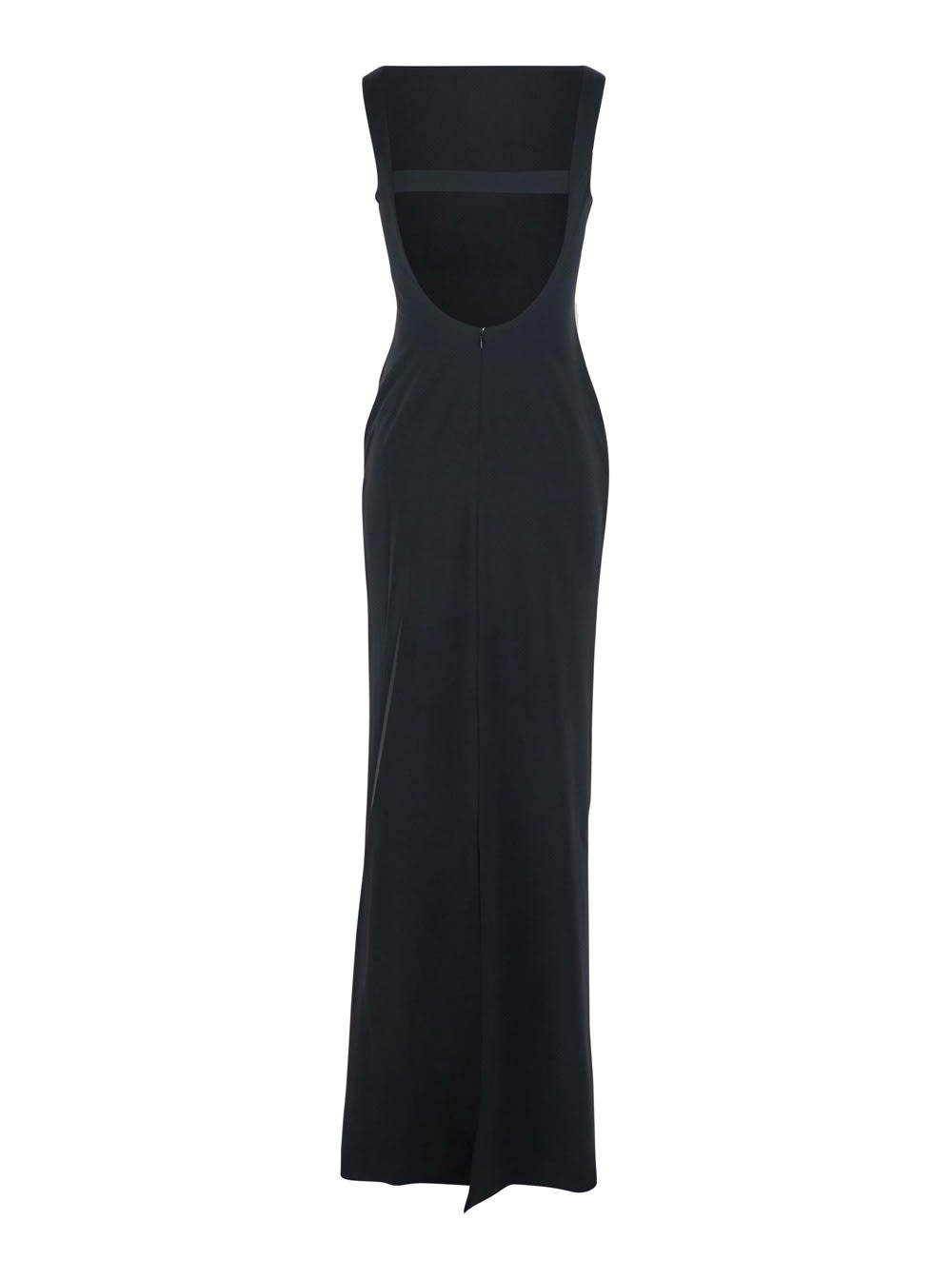 Solace London Black Long Dress With Square Neckline And Cut Out On The Back In Fabric Woman In Black