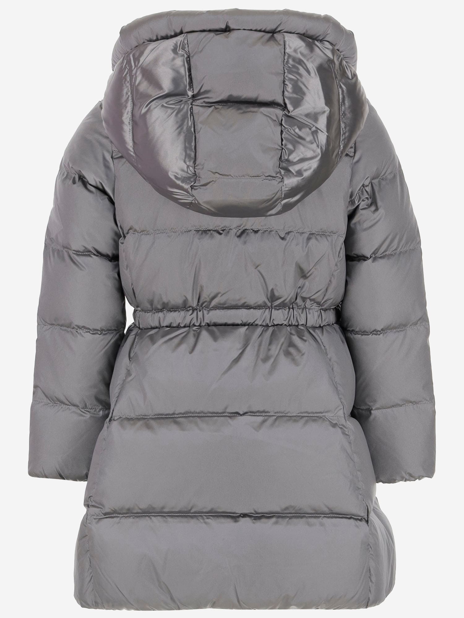 Polo Ralph Lauren Long Padded Down Jacket With Logo In Gray
