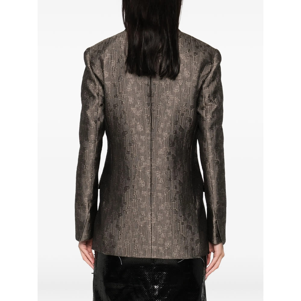 Giorgio Armani Single-breasted Jacket In Brown