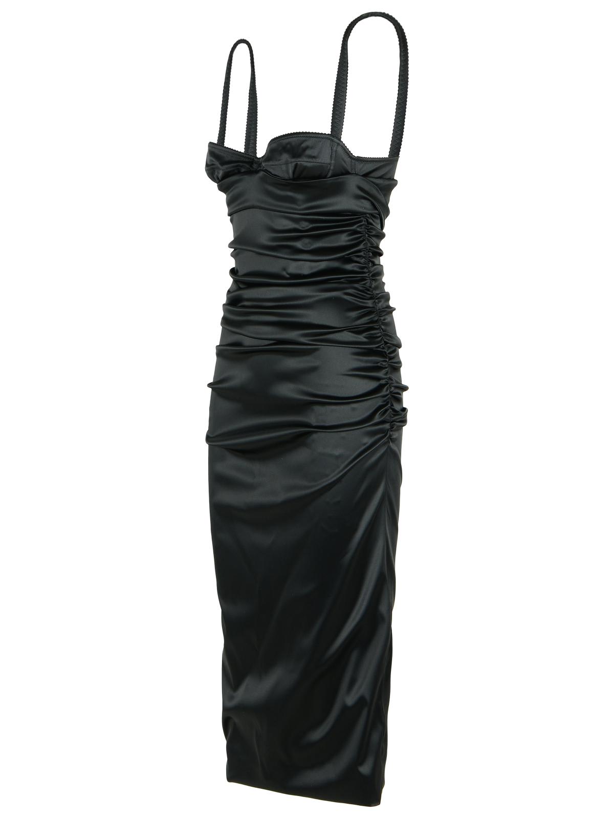 Dolce & Gabbana Silk Blend Dress Spaghetti Straps In Black