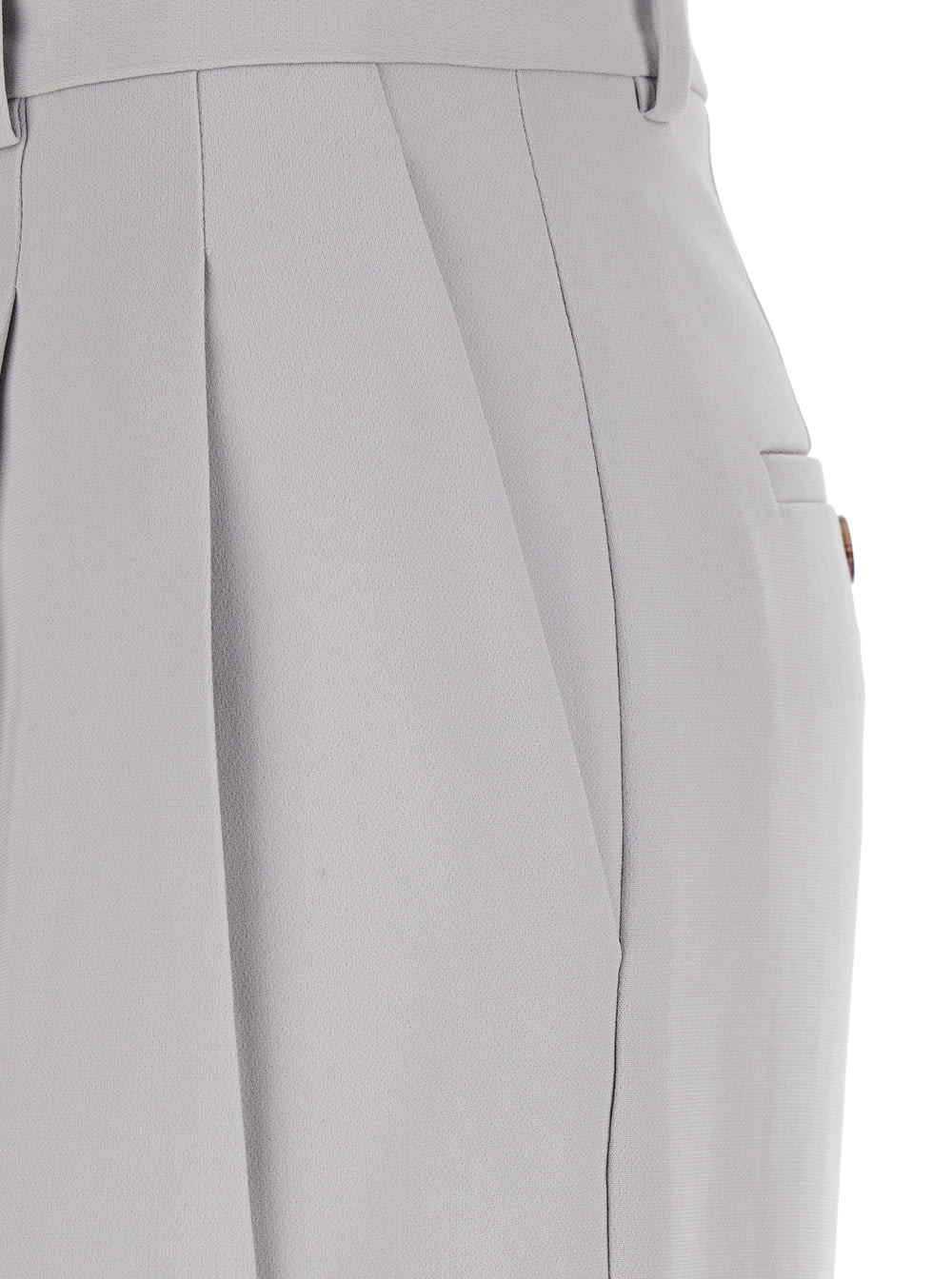 Theory Metallic Pants With High Waist And Front Pences In Tech Fabric Woman In Metallic