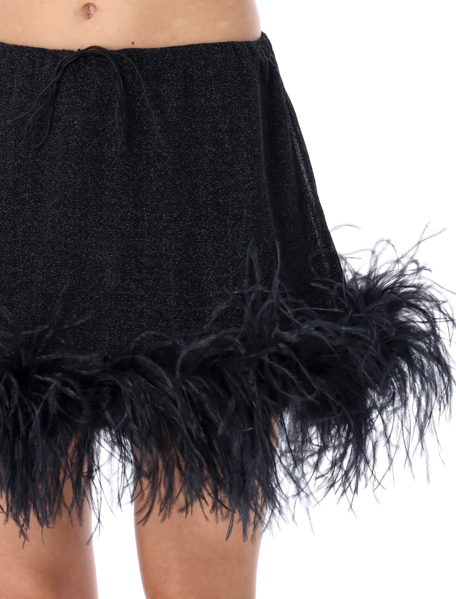 Shop Oseree Lumière Plumage Mini Skirt In Black