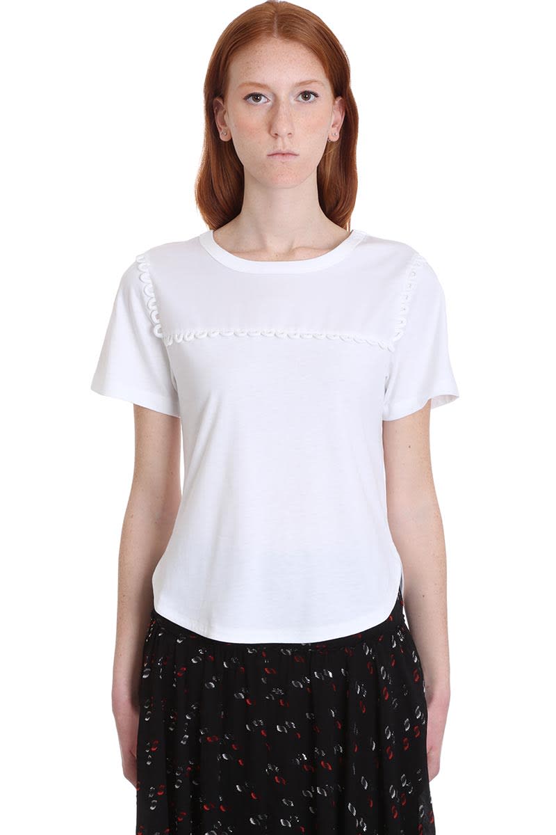 SEE BY CHLOÉ T-SHIRT IN WHITE COTTON,11257211