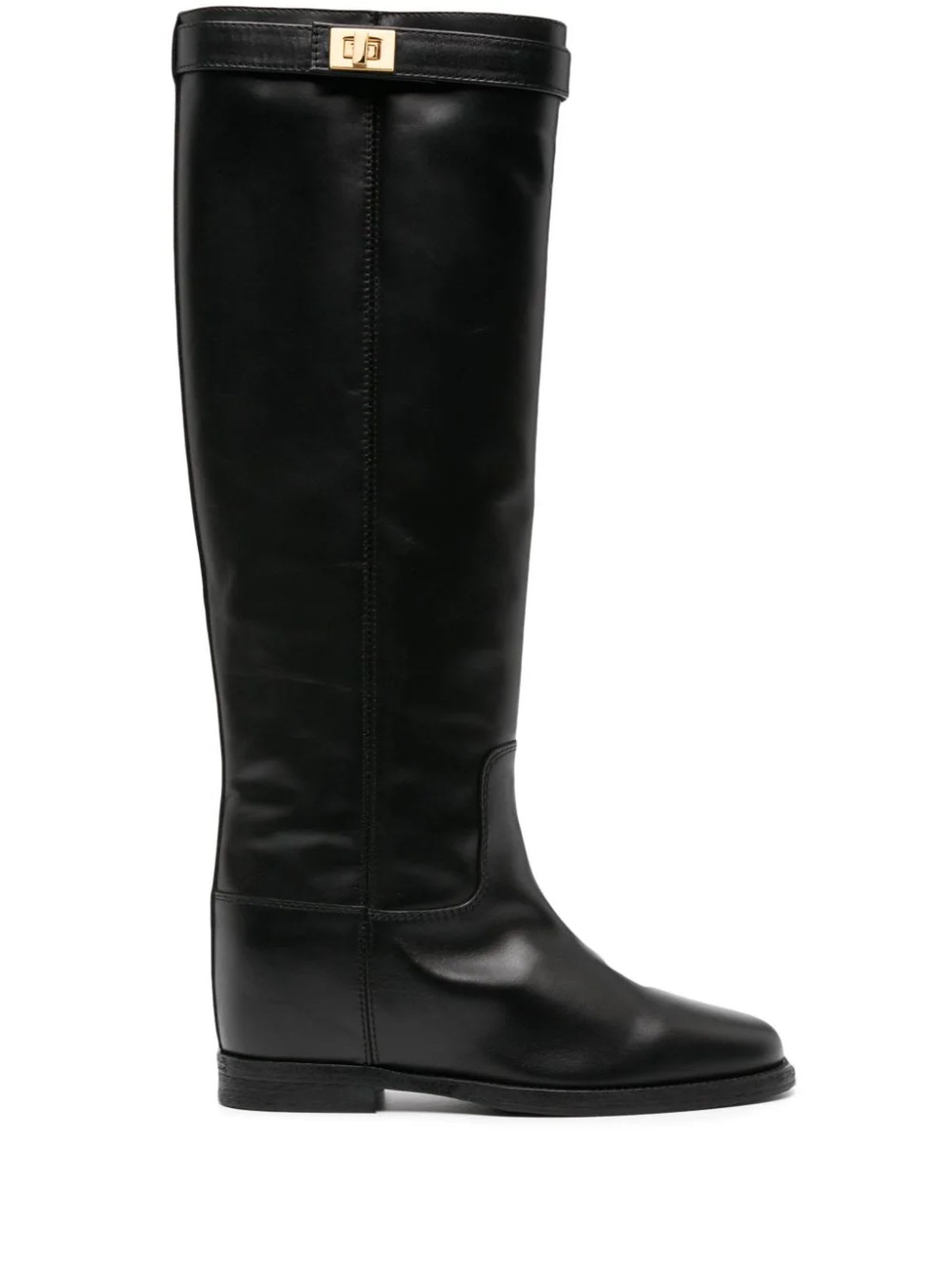 Shop Via Roma 15 Black Calf Leather Boots