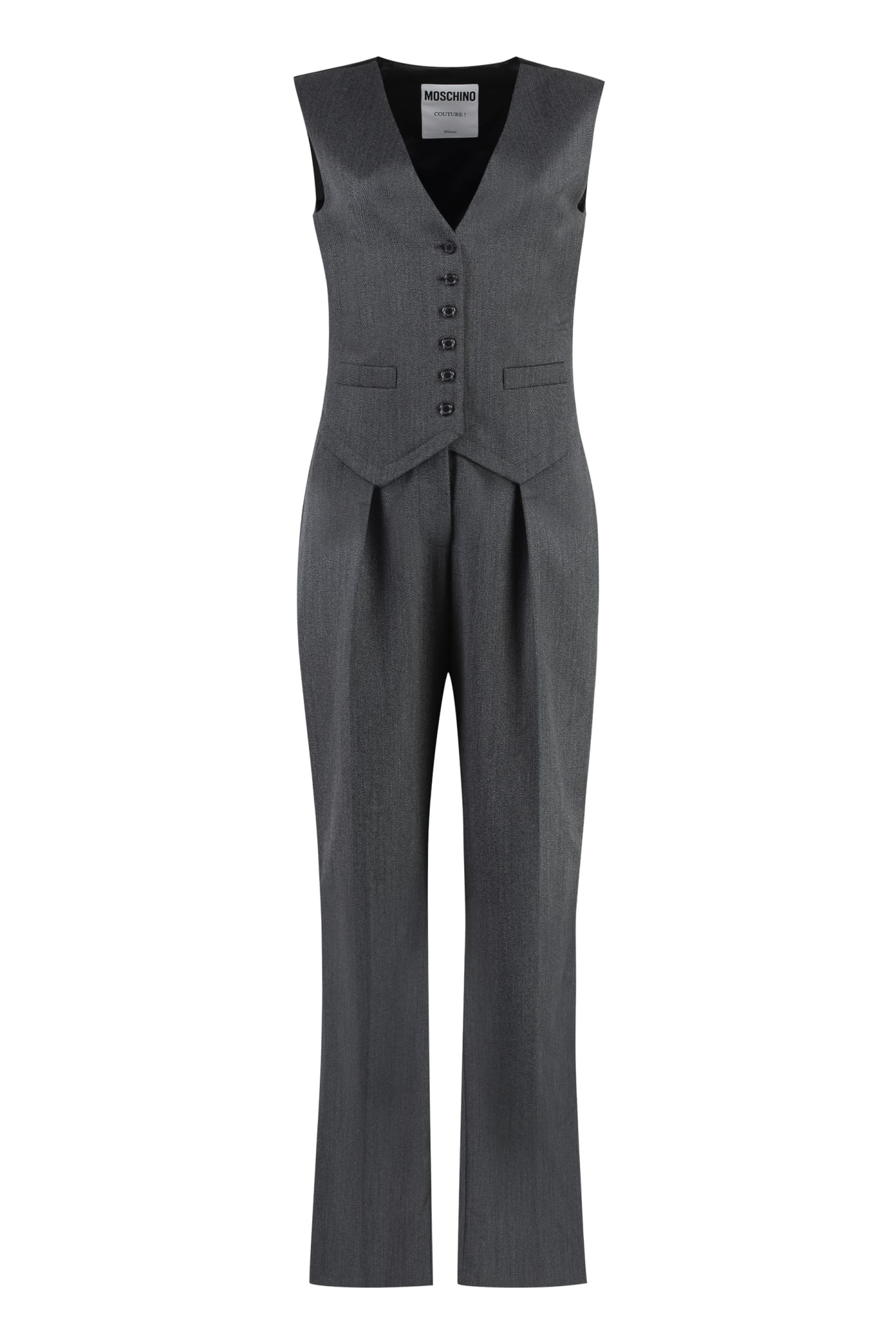 Shop Moschino Virgin Wool Jumpsuit In Grey