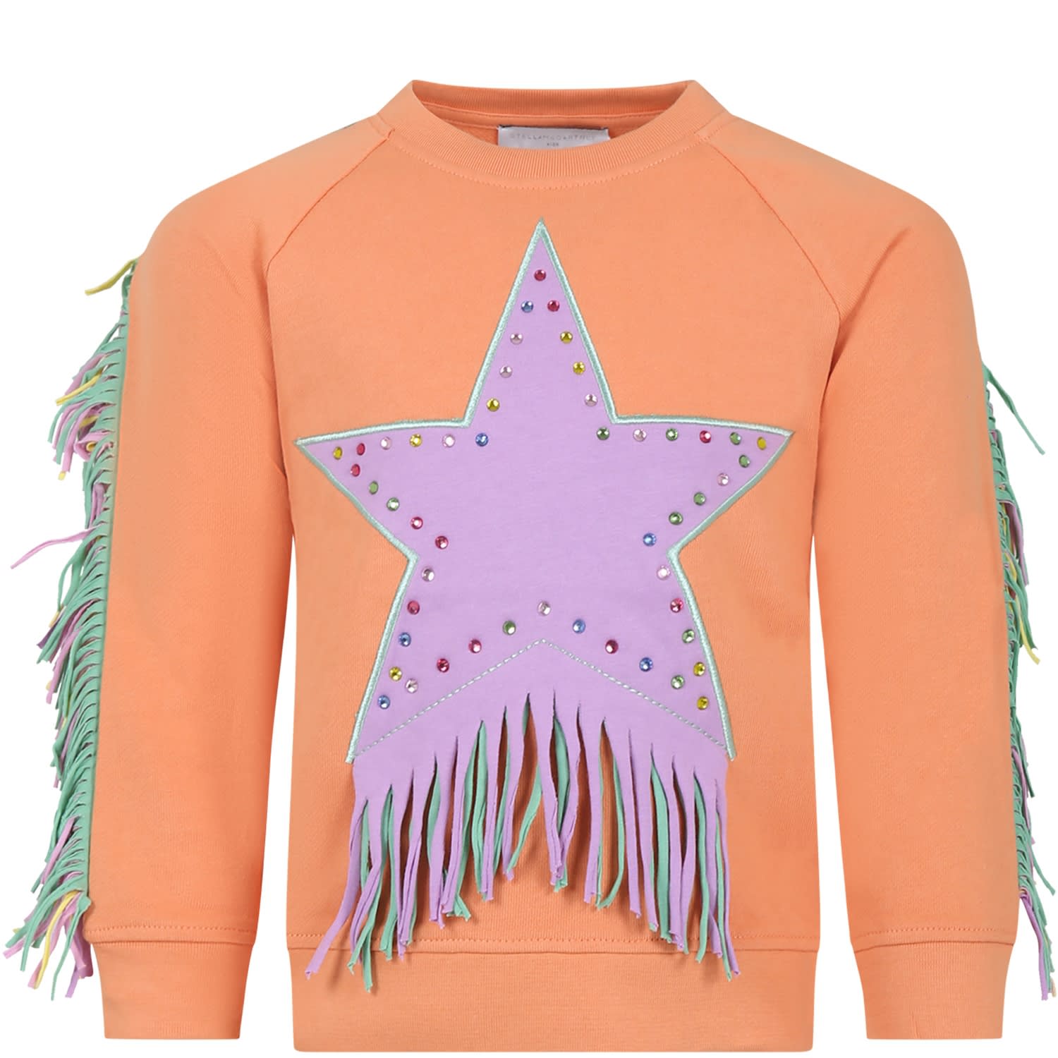 Stella Mccartney Kids' Orange Sweatshirt For Girl With Star