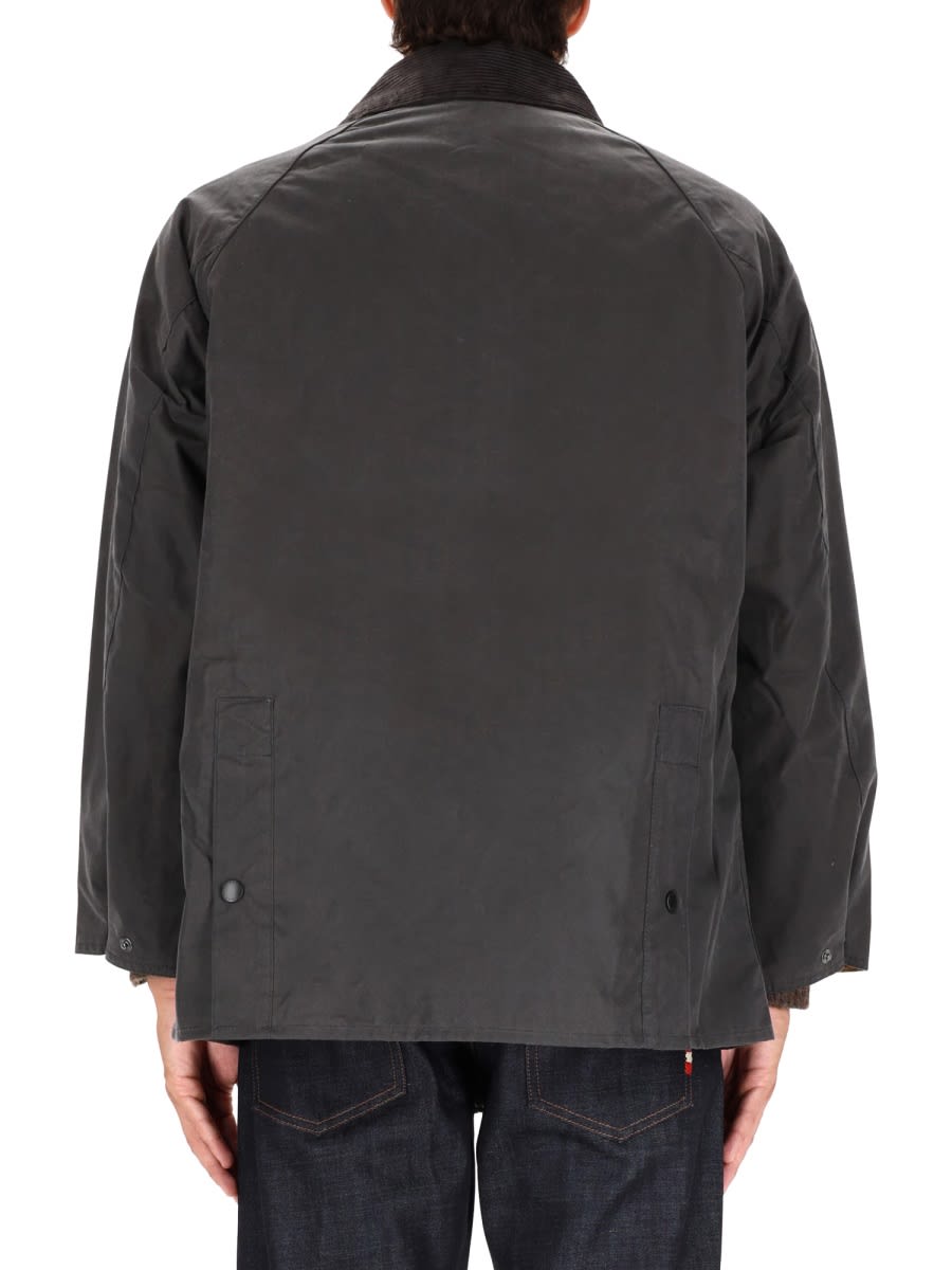 Barbour Relaxed Fit Waxed Jacket With Corduroy Collar In Black