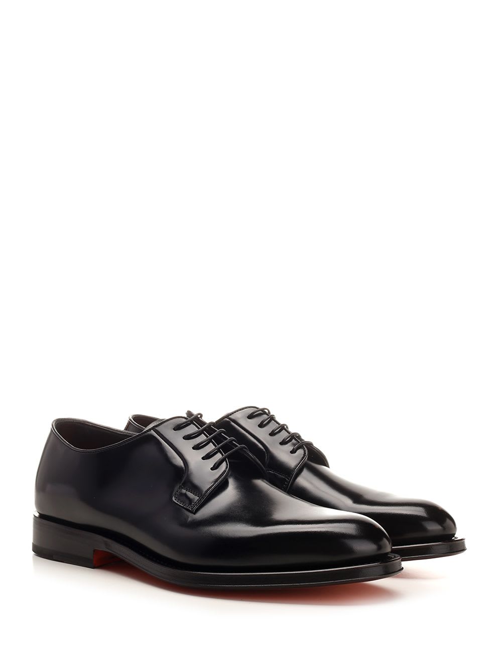 Shop Santoni Black Leather Lace-up Shoe