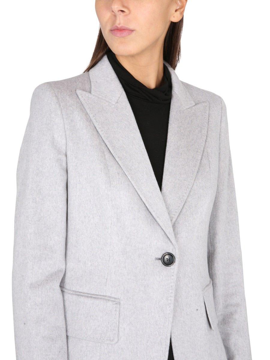 Shop Max Mara Rey Single-breasted Long-sleeved Jacket In Grey