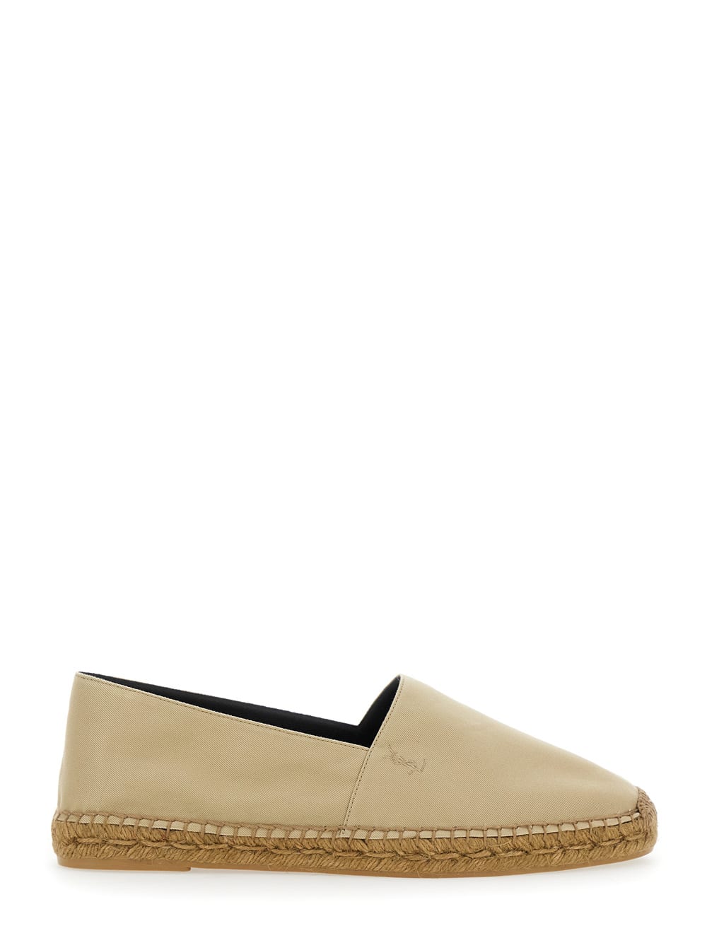 Saint Laurent Beige Espadrilles With Tonal Cassandre Embroidery On The Front And Almond Toe In Cotton Man