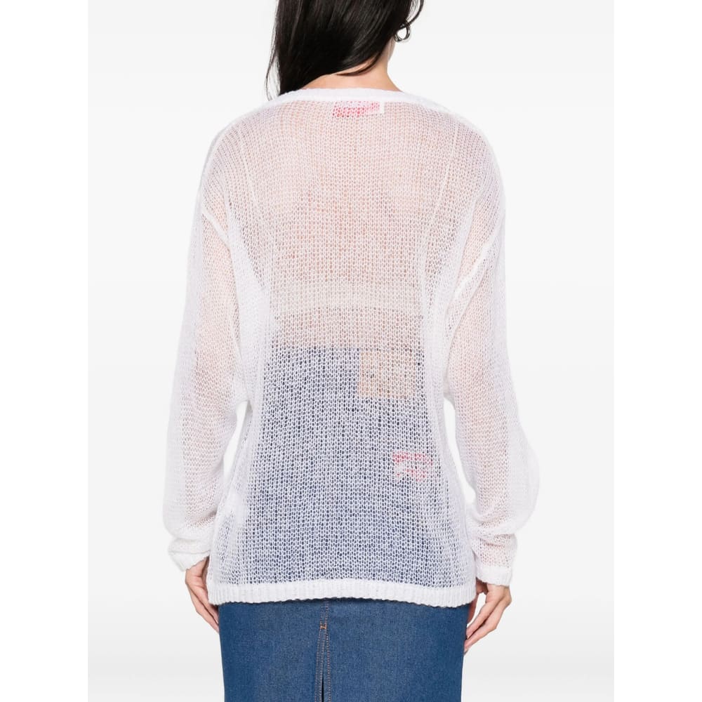 Fiorucci Embroidered Mesh Sweater In White