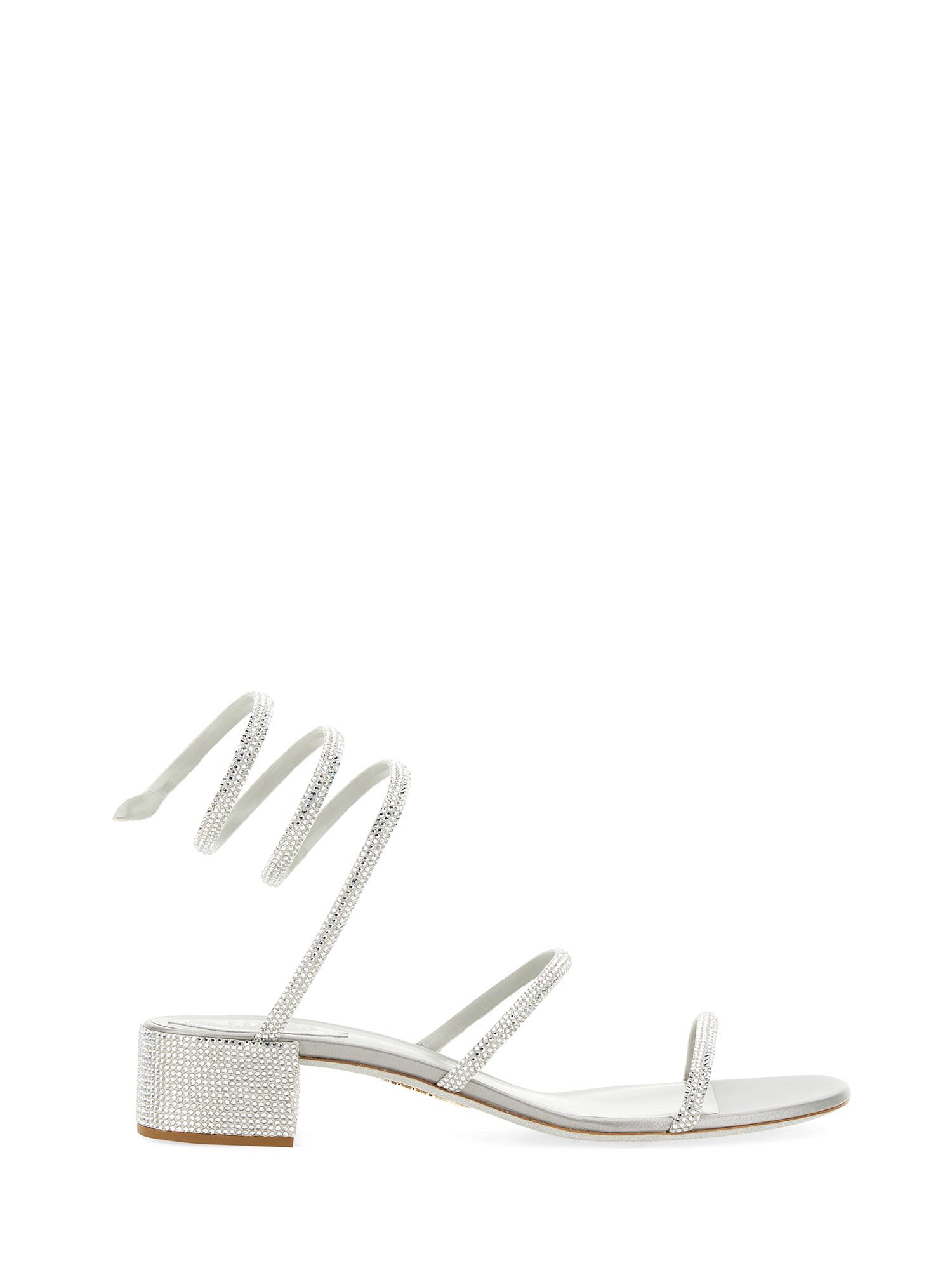 René Caovilla Cleo Crystal-embellished Sandals In Argento