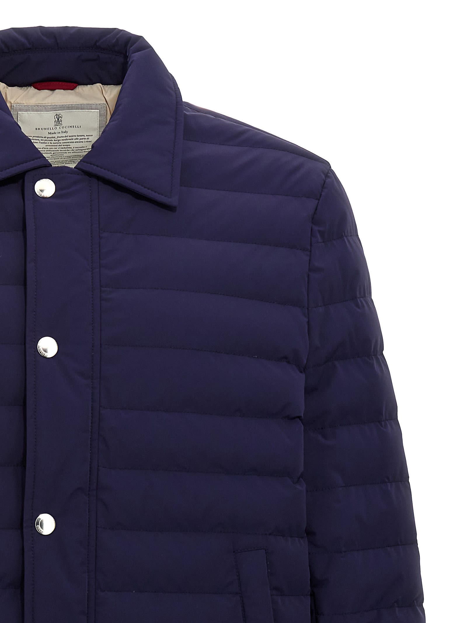 Shop Brunello Cucinelli Shirt Down Jacket In Blue