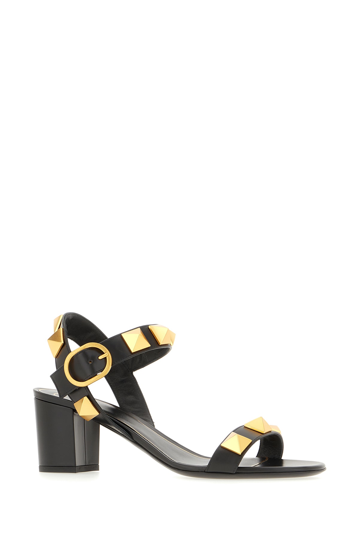 Valentino Roman Stud 60mm Block-heel Sandals In Nero