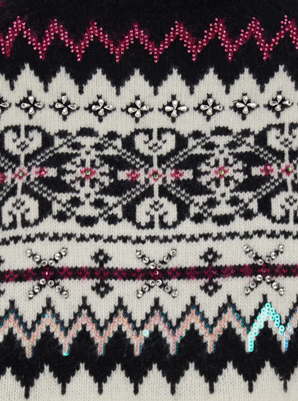 Semicouture Multicolor Turtleneck Sweater With All-over Inlays In Wool Blend Woman In White