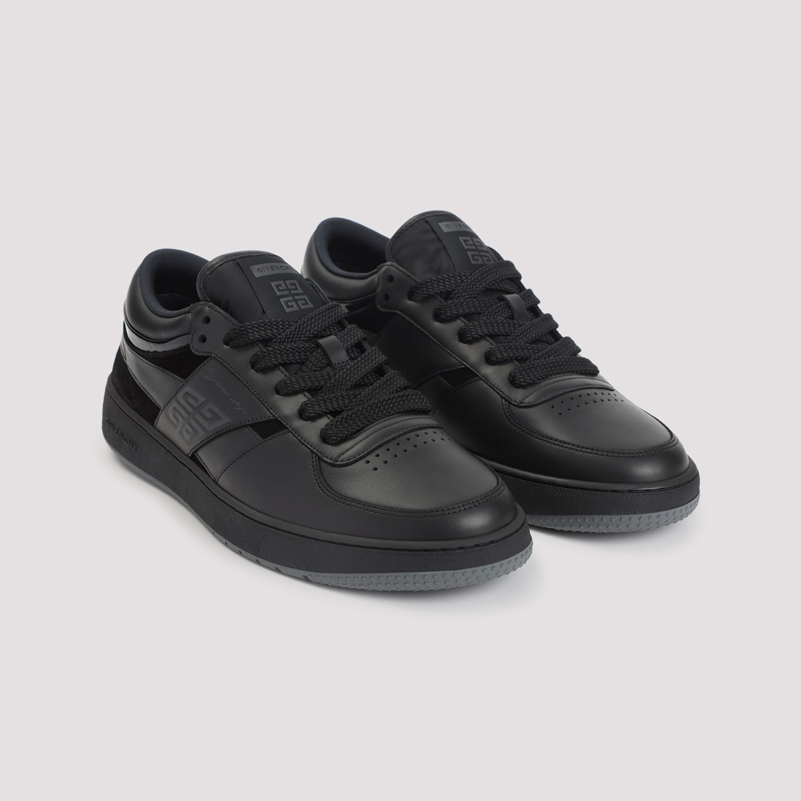 Givenchy Almond Toe Leather Sneakers In Black