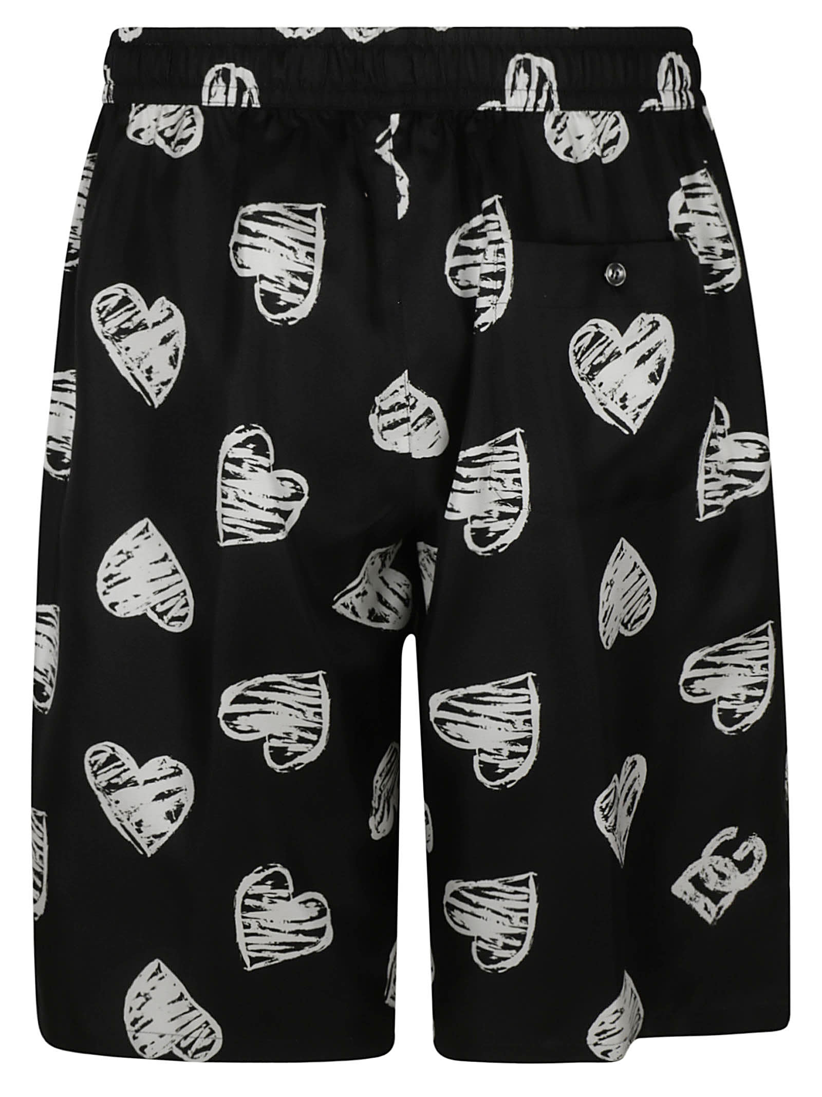 DOLCE & GABBANA HEART PRINT DRAWSTRING WAIST SHORTS 