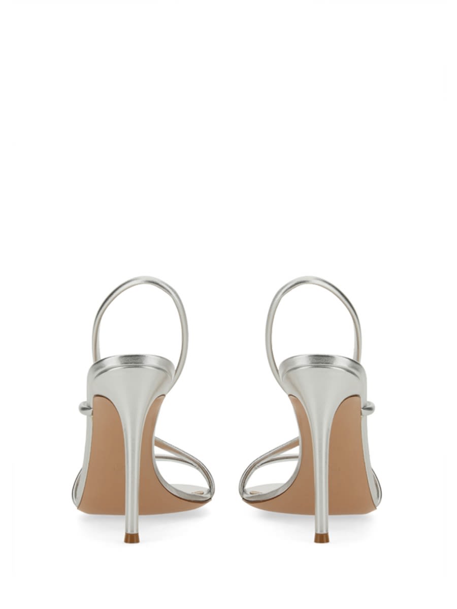 Gianvito Rossi Silver Nappa Silk Strappy Sandals In Metallic