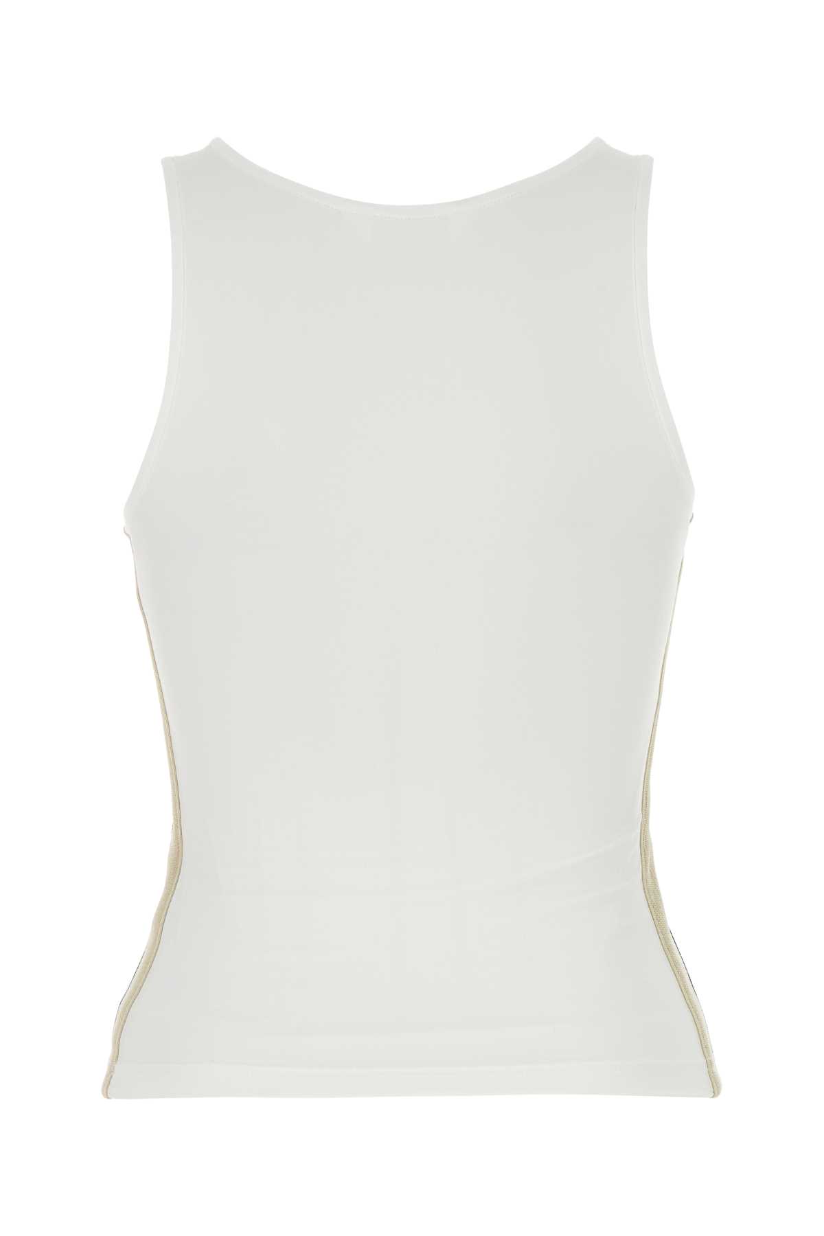 Shop Palm Angels White Stretch Nylon Top In Offwhite