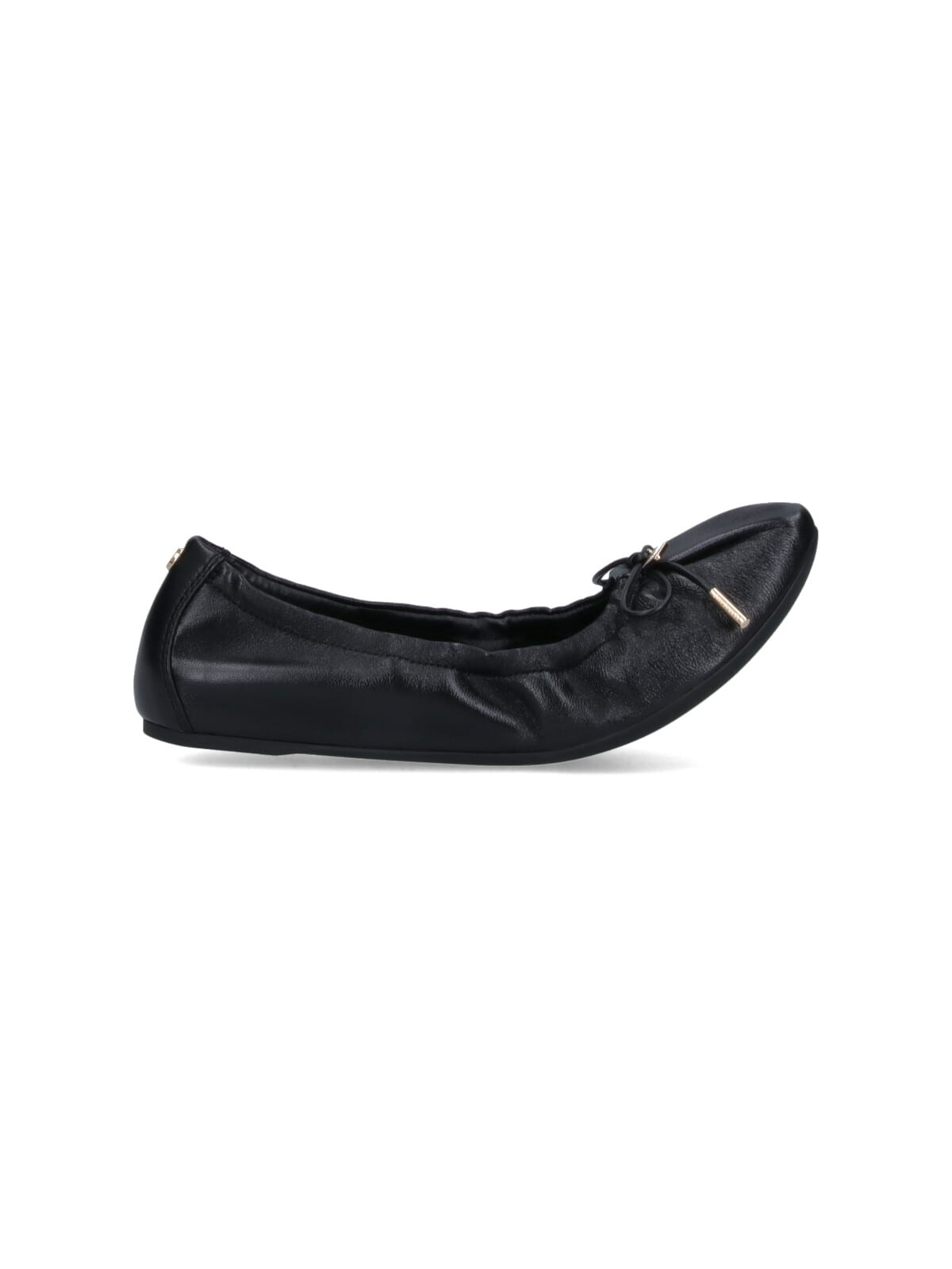 Ferragamo Elasticated Nappa Leather Ballet Flats In Black