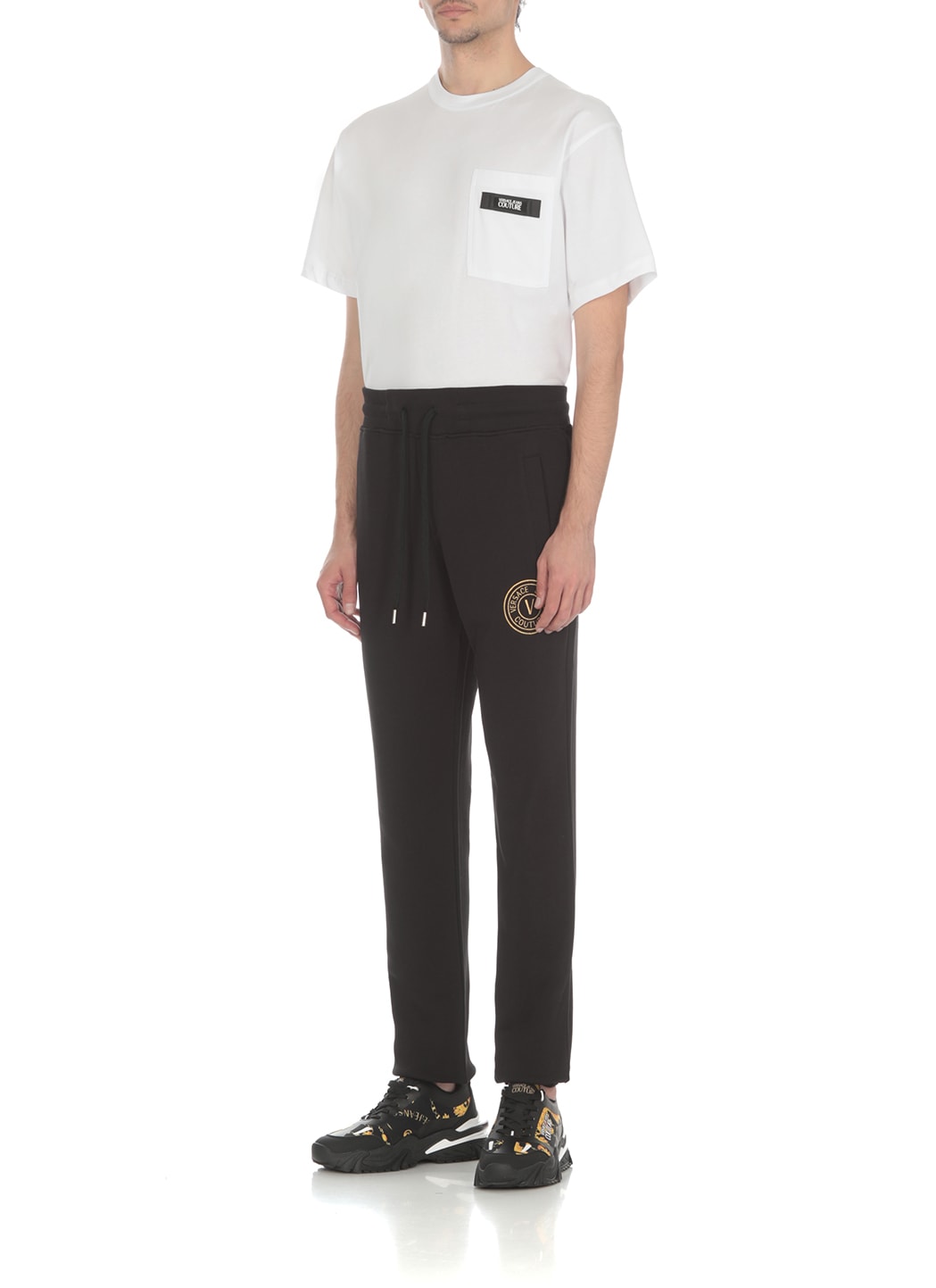 VERSACE JEANS COUTURE LOGO EMBROIDERED DRAWSTRING WAIST TRACK PANTS 